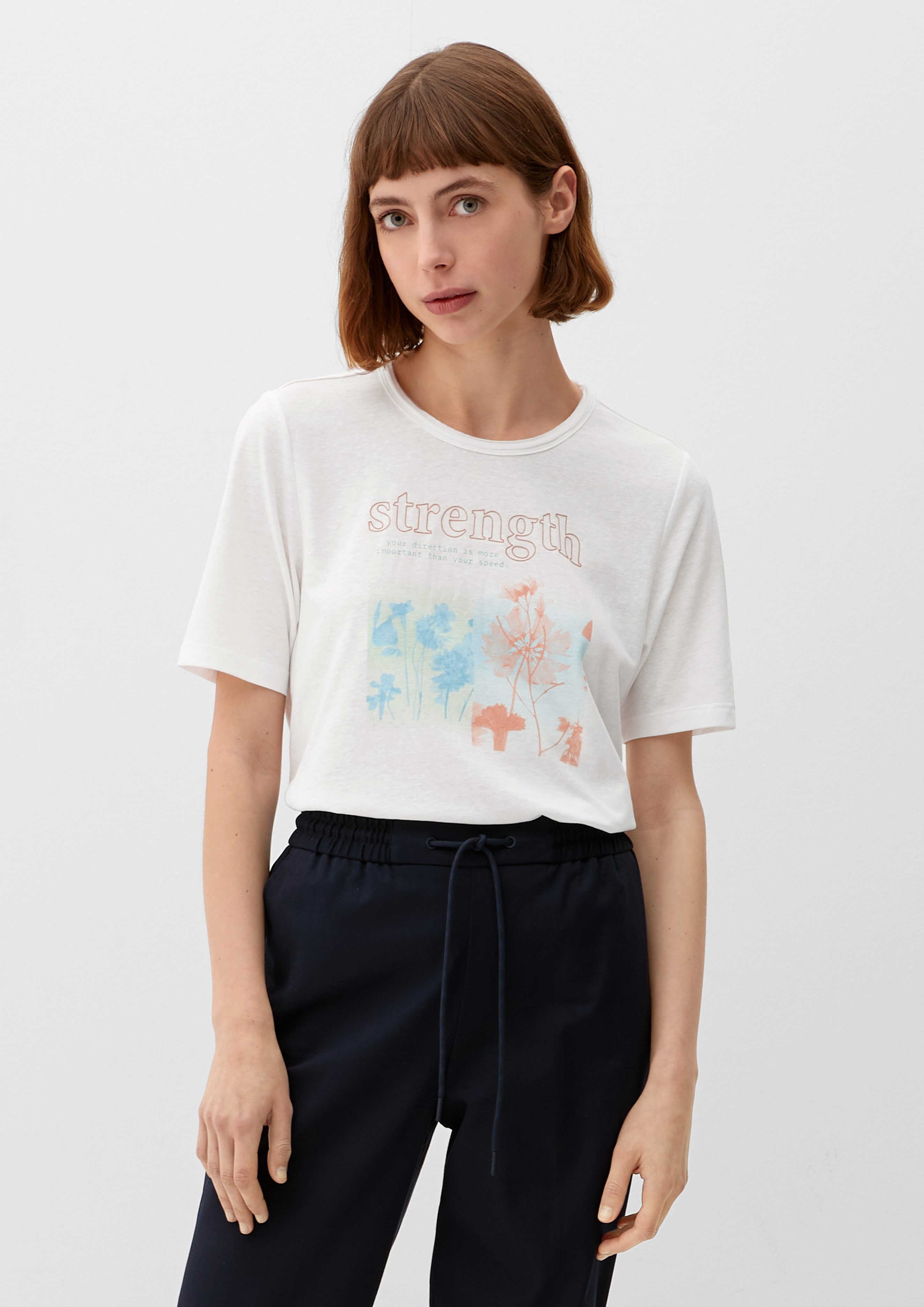 s.Oliver Kurzarmshirt T-Shirt mit Artwork Artwork ecru | T-Shirts