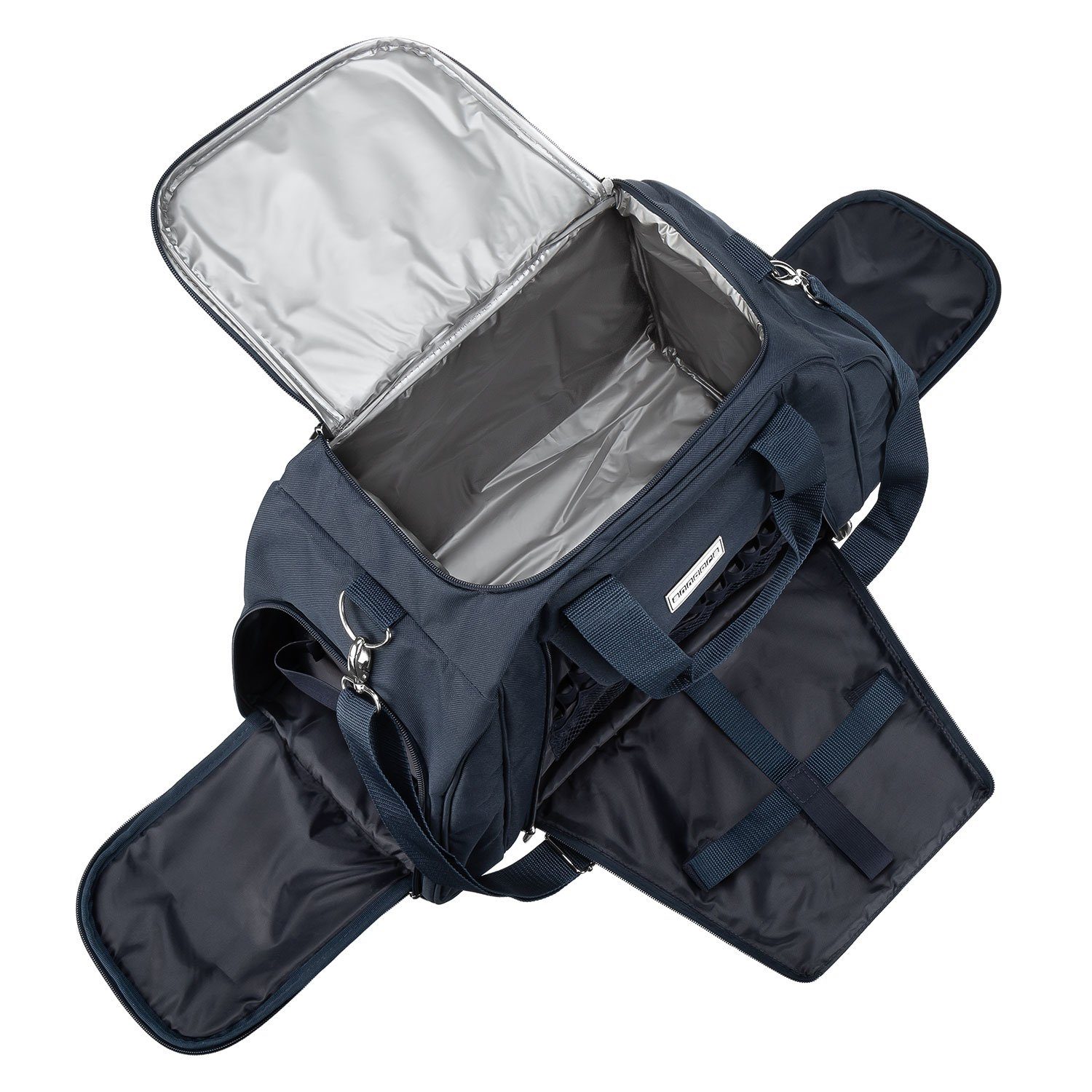 4 Farbwahl Picknicktasche für 29-teilig anndora Personen Blau-Weiß Picknickkorb -