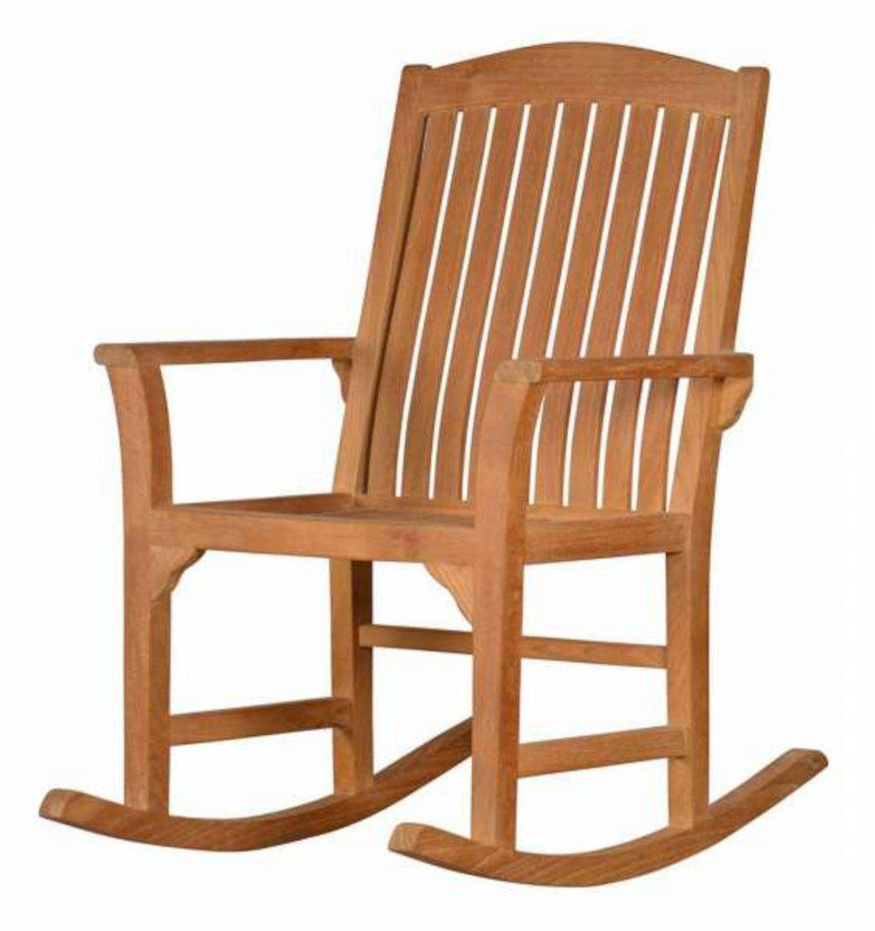 Kai Wiechmann Schaukelsessel Premium Teak Schaukelstuhl als wetterfester Relaxsessel, massiver und unbehandelter Teak Schwingstuhl