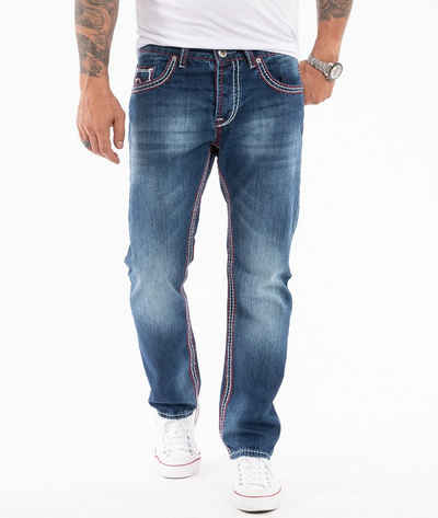 Rock Creek Straight-Jeans Herren Jeans dicke Nähte Dunkelblau RC-2272