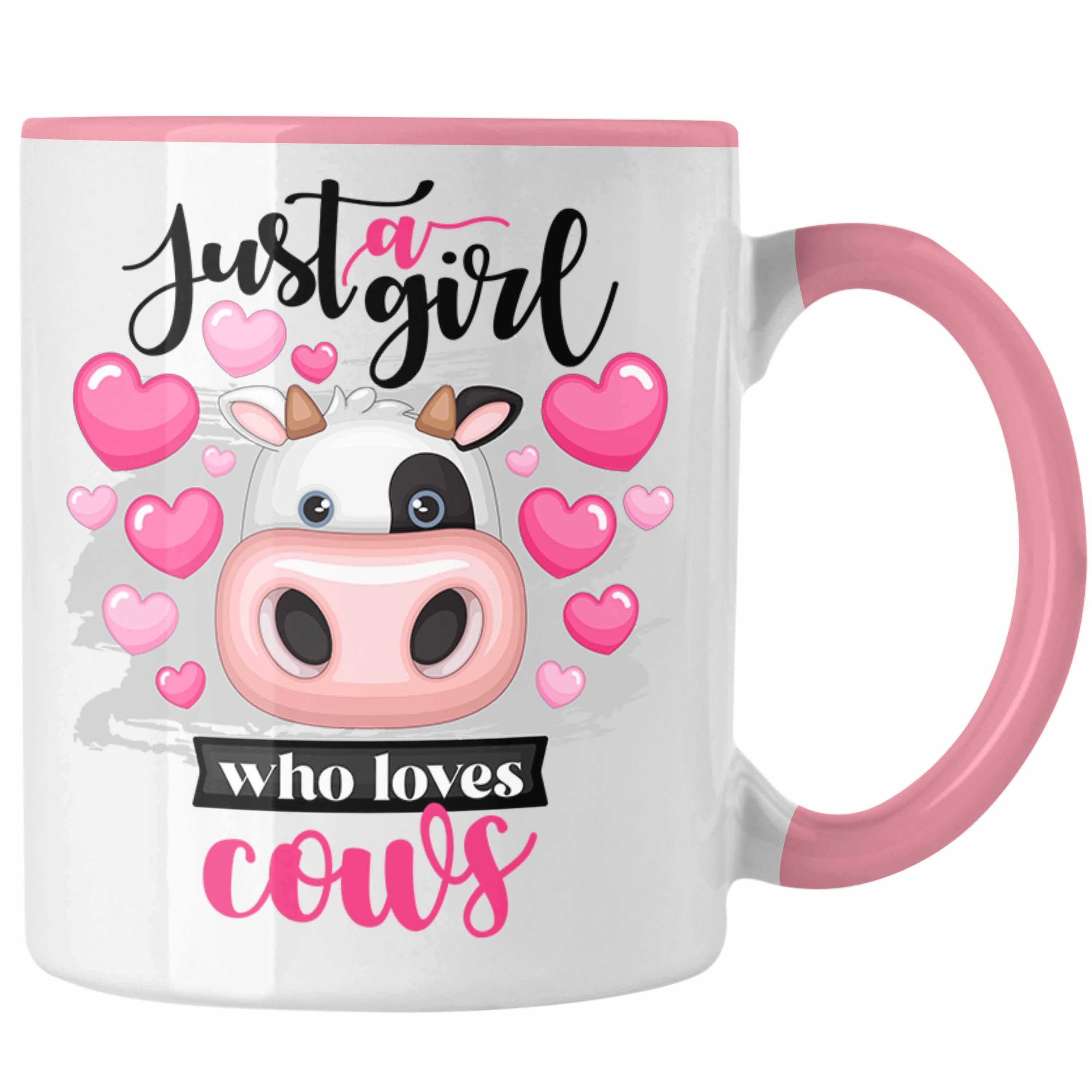Trendation Tasse Kühe Tasse Geschenk Just A Girl Who Loves Cows Geschenkidee Kuhliebhab Rosa