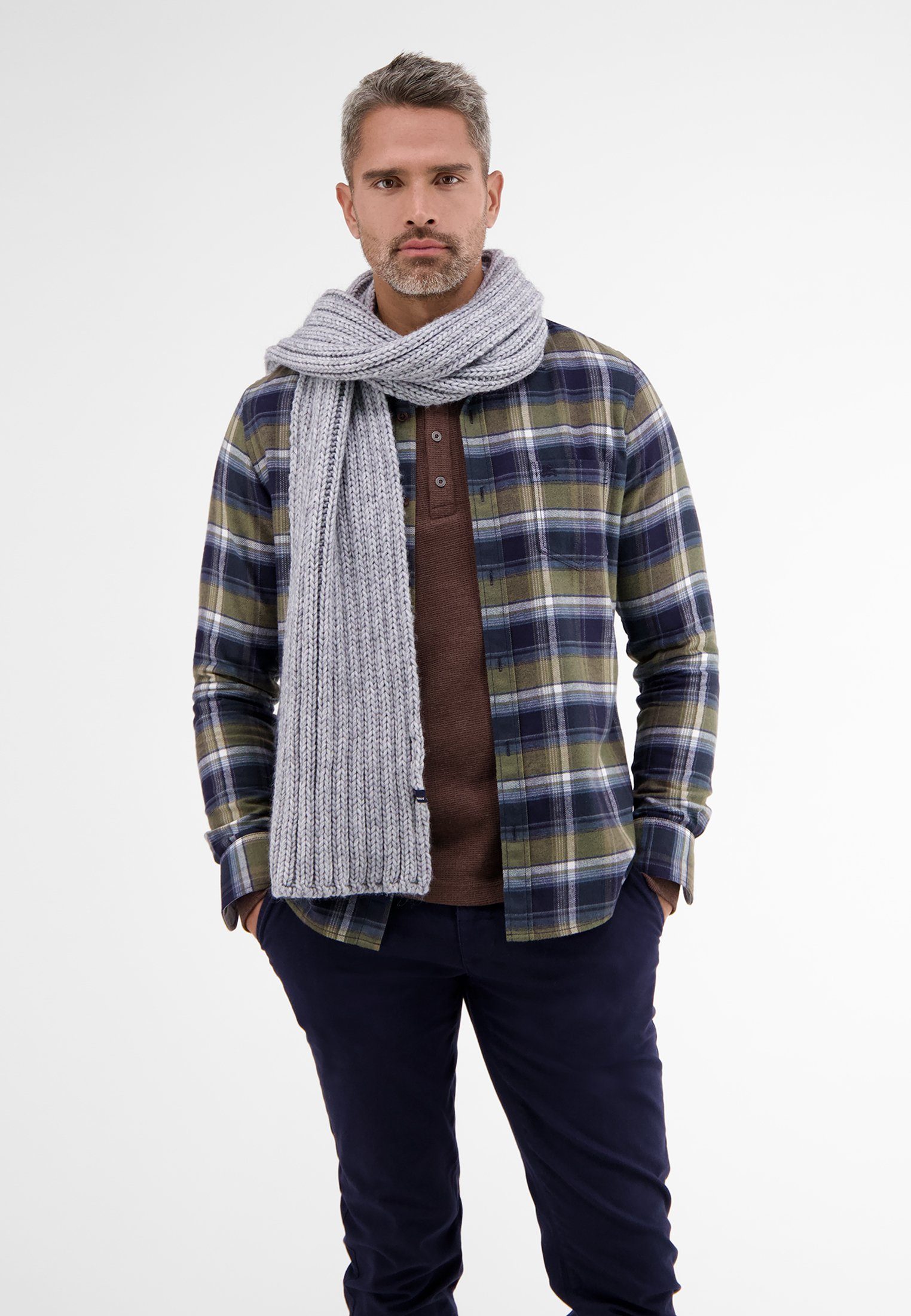 LERROS Strickschal LERROS Schal, Rippstrick MID GREY MELANGE