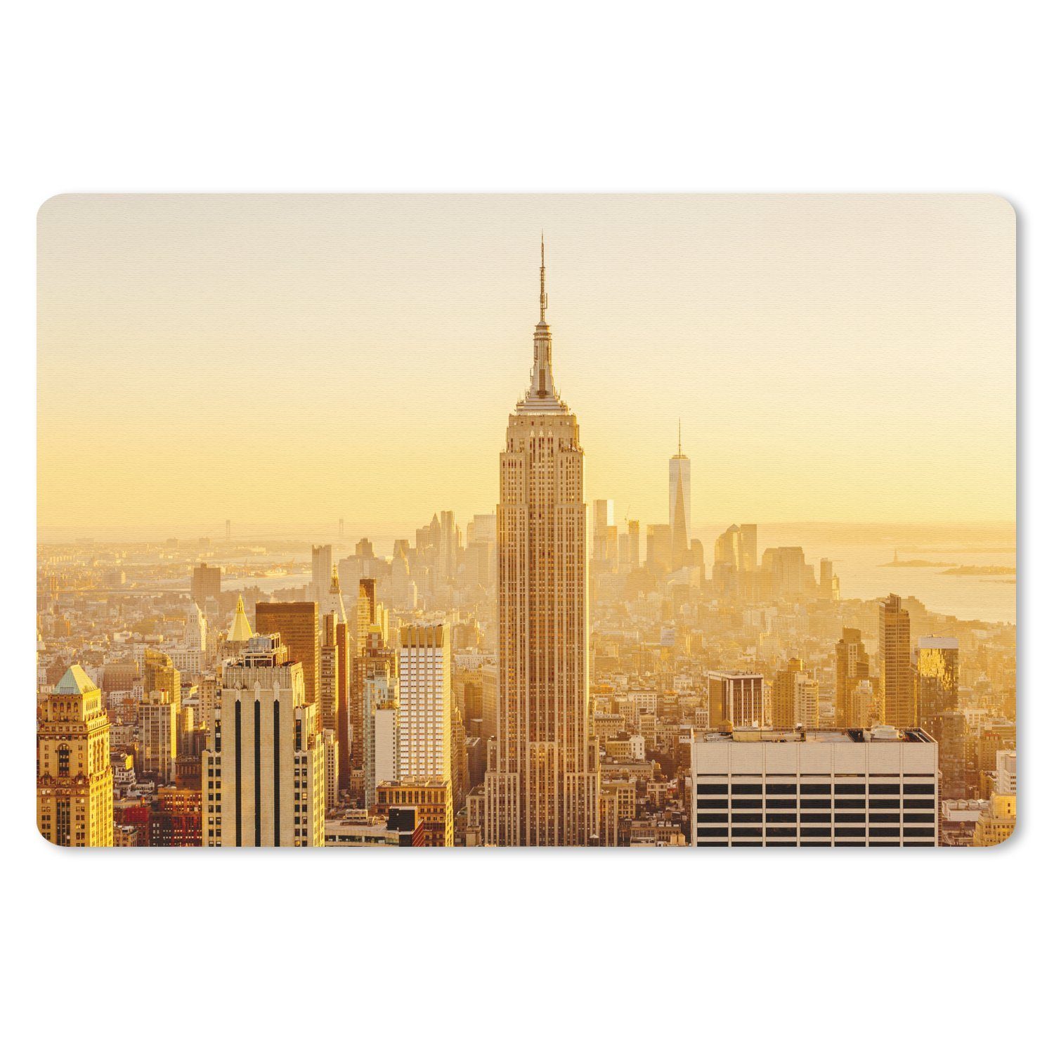 MuchoWow Mauspad Goldener Sonnenuntergang am Empire State Building in New York (1-St), Mouse pad Klein, Gaming Deko, PC Zubehör, 27x18 cm