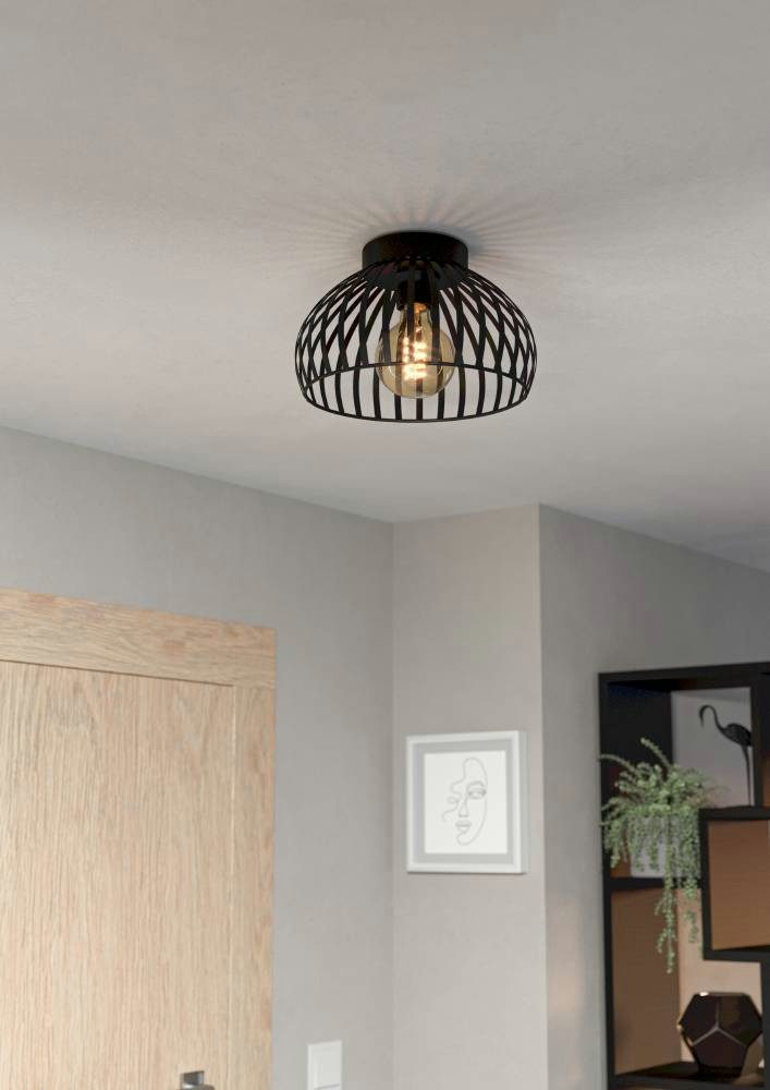 EGLO Deckenleuchte MOGANO 3, ohne Leuchtmittel, Deckenleuchte, Metall in Schwarz, Flurlampe mit E27 Fassung