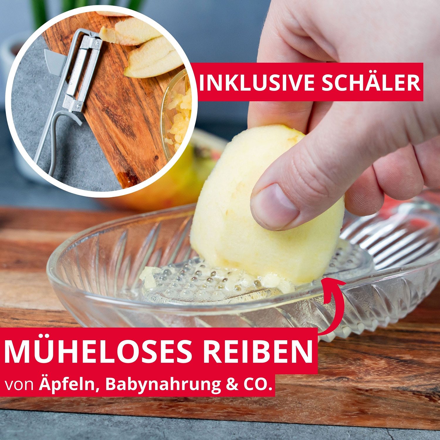 WESTMARK Multireibe / Apfelreibe und Sparschäler, 2-tlg. Set, Glas, Edelstahl, Stahl – Bild 2 von 5