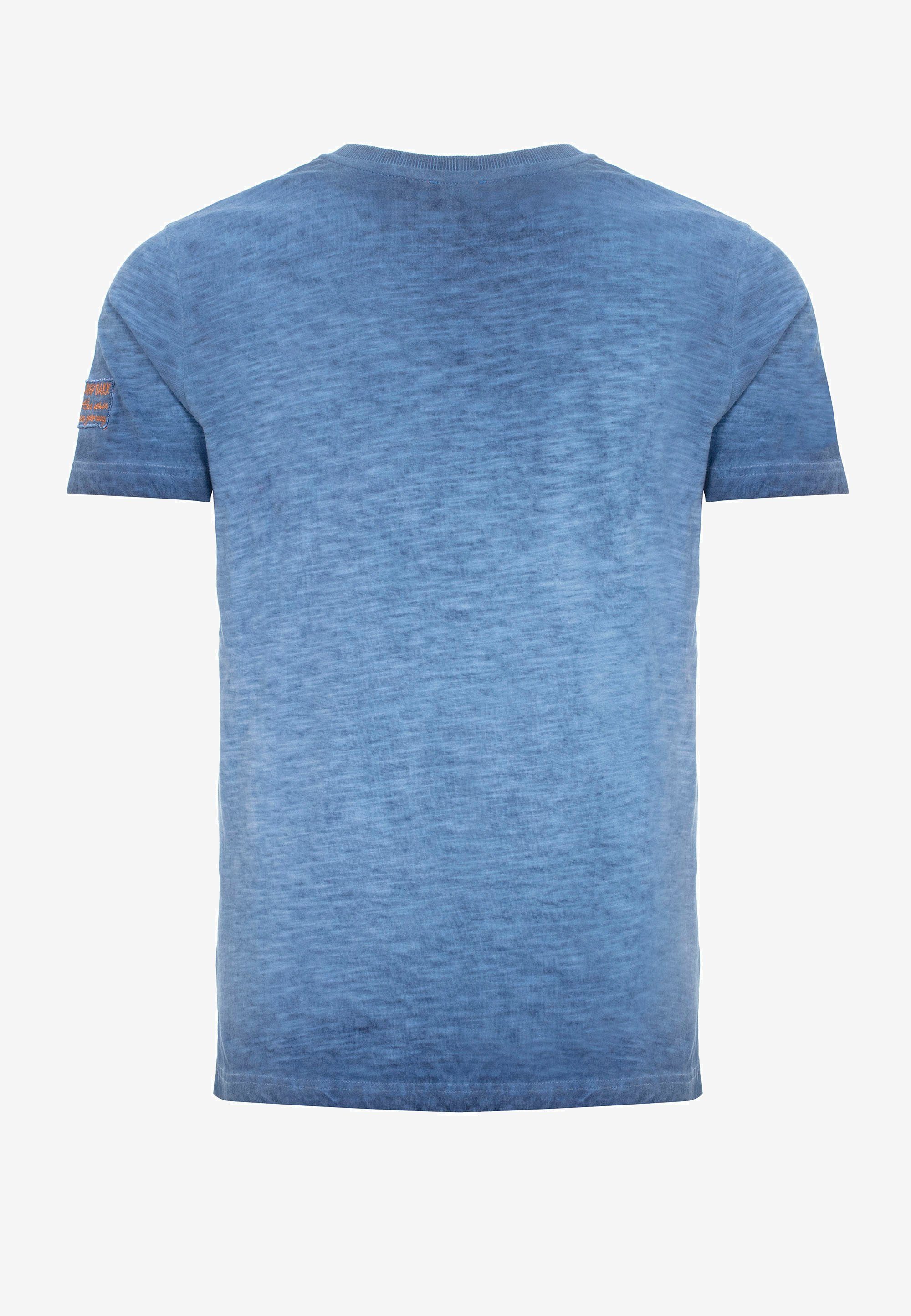 Cipo & kleinem indigo Logo-Patch T-Shirt mit Baxx