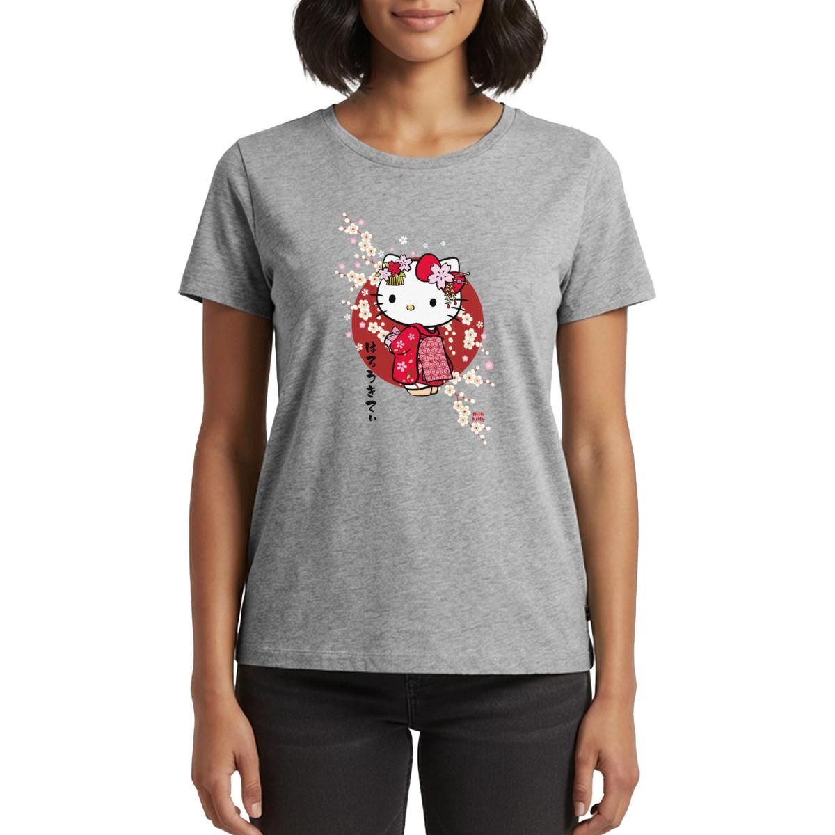 Spreadshirt T-Shirt Hello Kitty Japan Kimono Kirschblüten Frauen Premium T-Shirt (1-tlg)