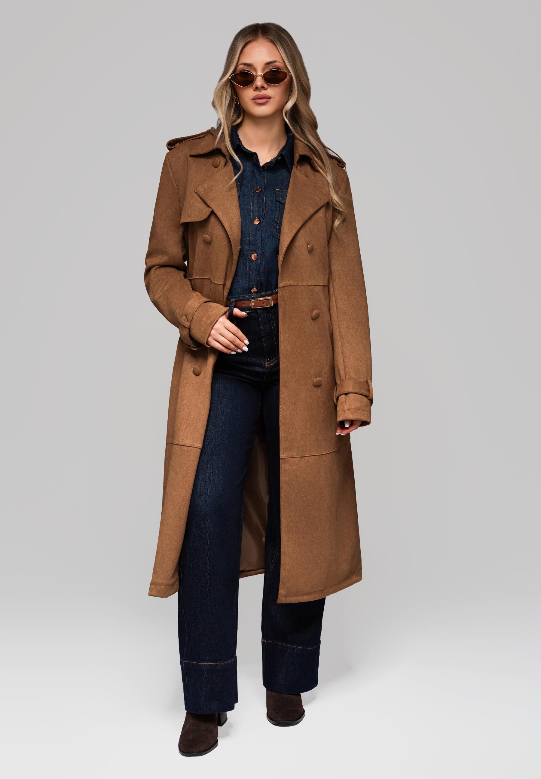 OMBRE Trenchcoat Eleganter Damen-Trenchcoat mit Gürtel Klassischer Damen-Tr günstig online kaufen