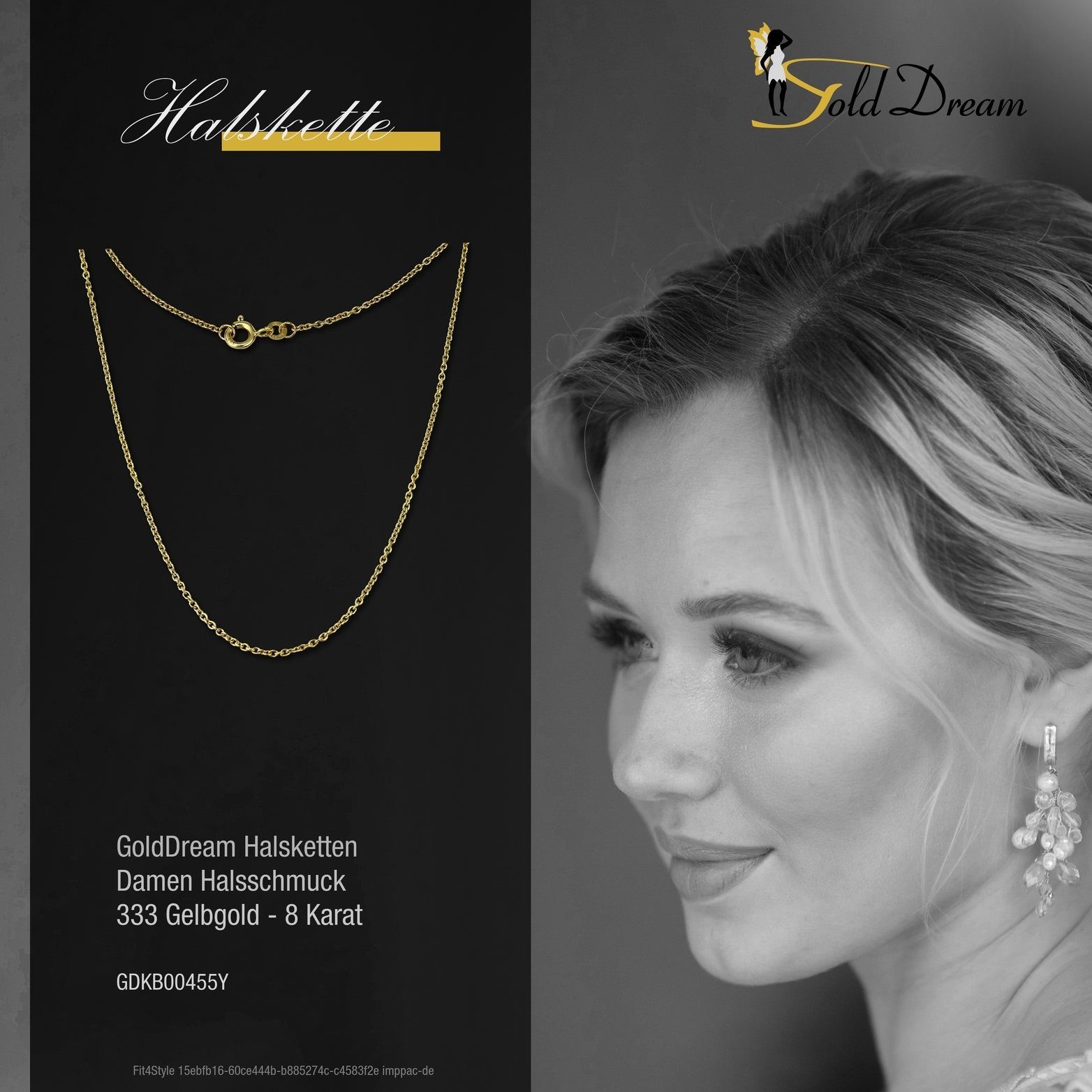 - (Collier), Goldkette 55cm, 8K 333er Colliers 8 Collier Halskette Halskette GoldDream GoldDream Gelbgold Damen Echtgold, Gold 333 Karat