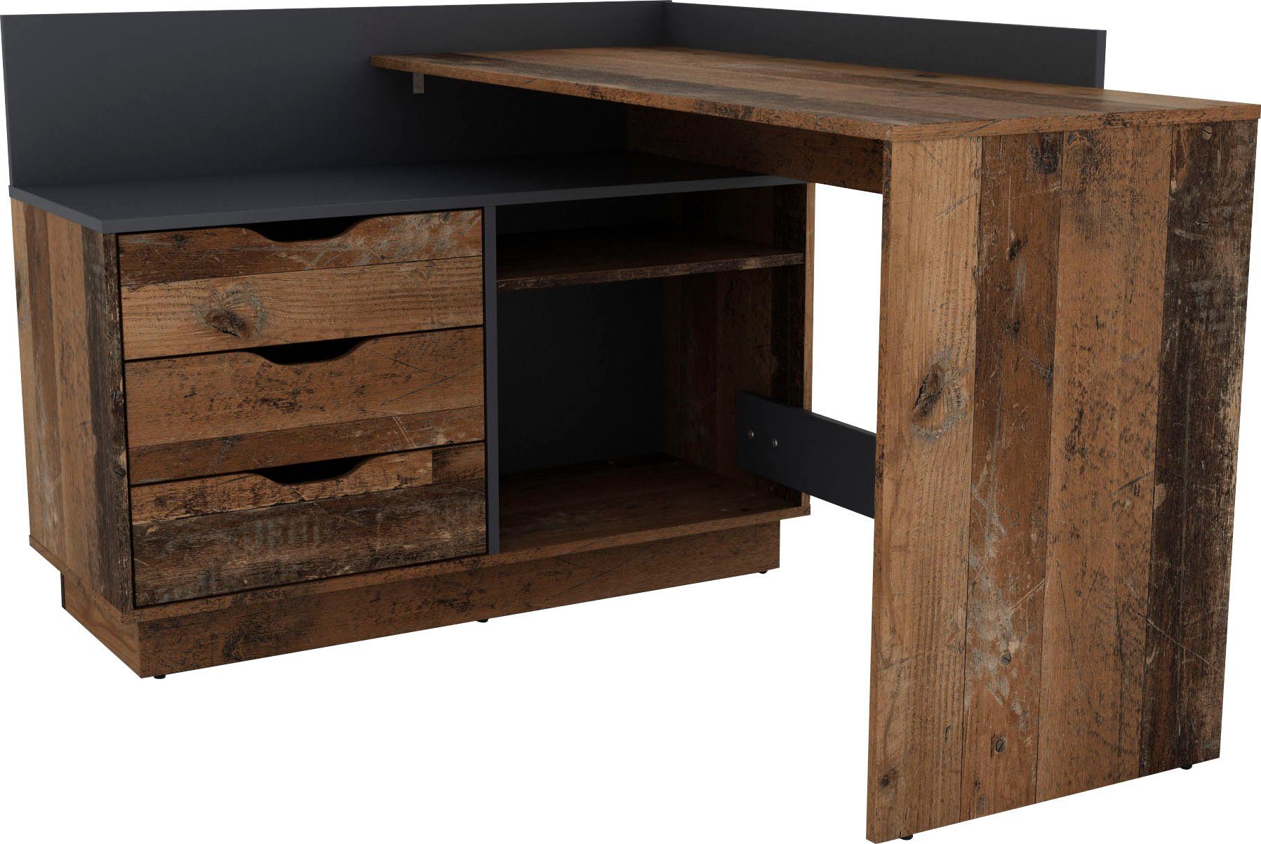 byLIVING Eckschreibtisch Bern, mit viel Stauraum, Breite 129 cm, rechts ode günstig online kaufen