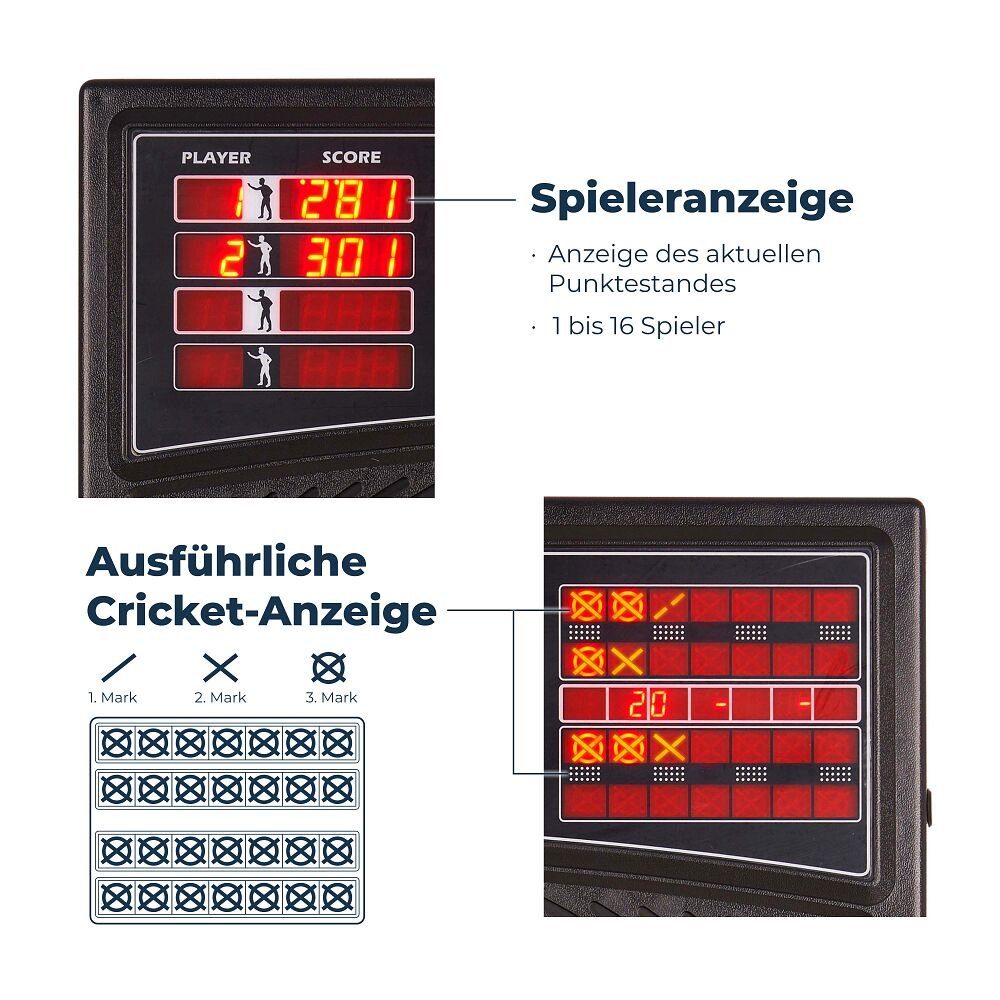 und Profi JX-2000 Blau-Beige Turnier mit Spielen 41 Dart extra 1-16 Kings und über Laufschrift Spieler Dartscheibe Dartscheibe 200 Spielvarianten ..., dünnem mit verschiedenen