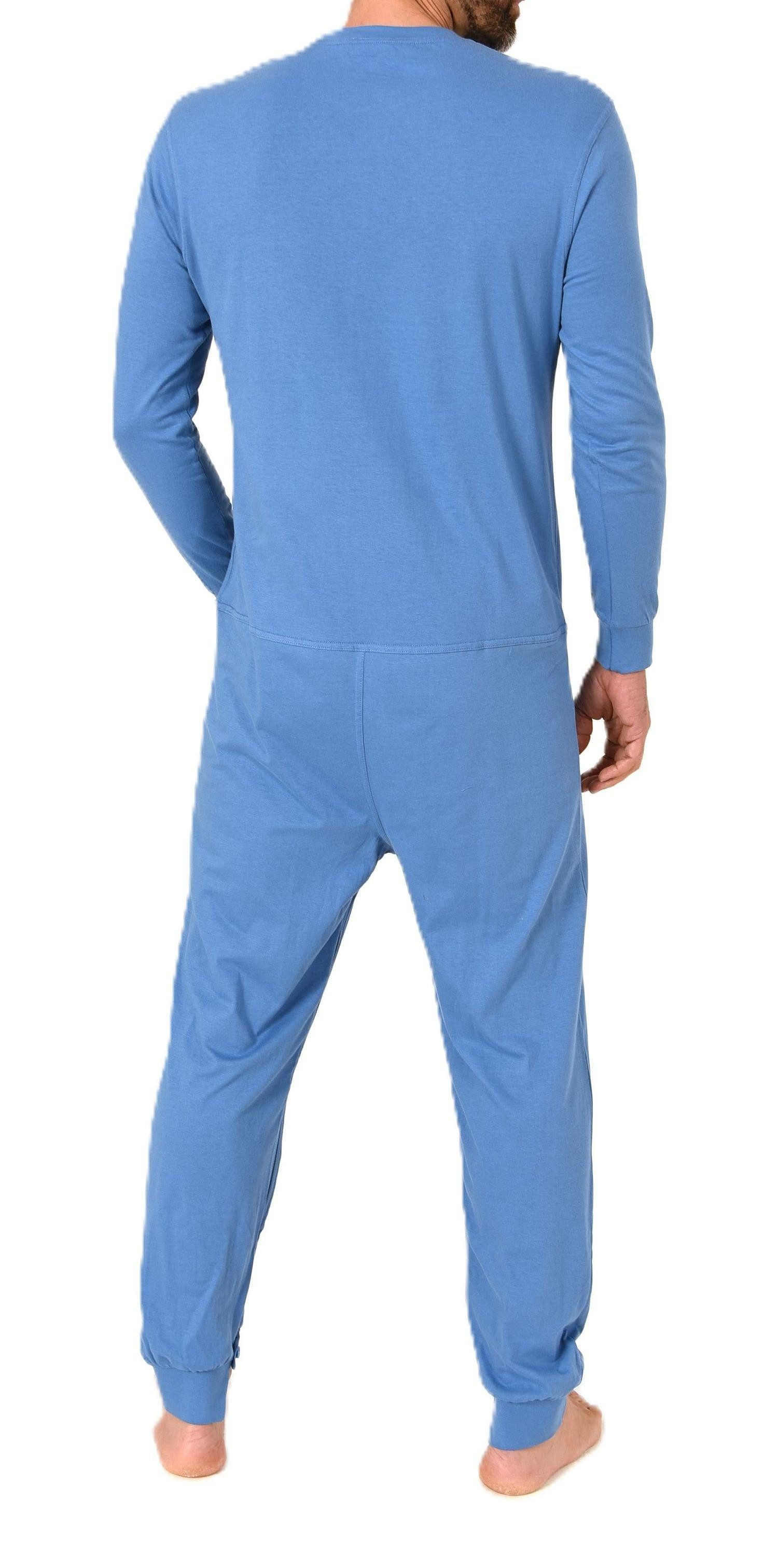Normann Care Pyjama Herren Pflegeoverall langarm Einteiler mit Reißverschluss am Bein