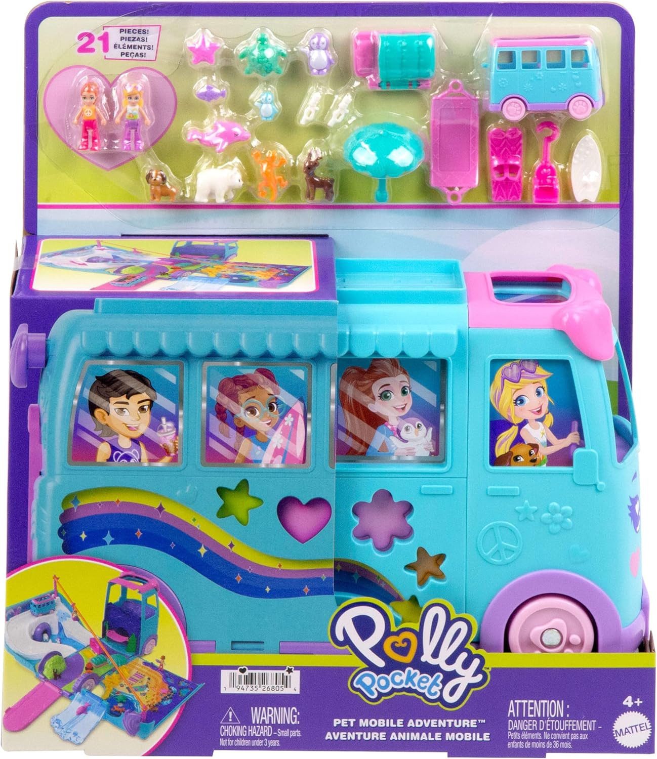 Mattel® Spielwelt Polly Pocket-Mikropuppen und umwandelbarer Camper JCC22