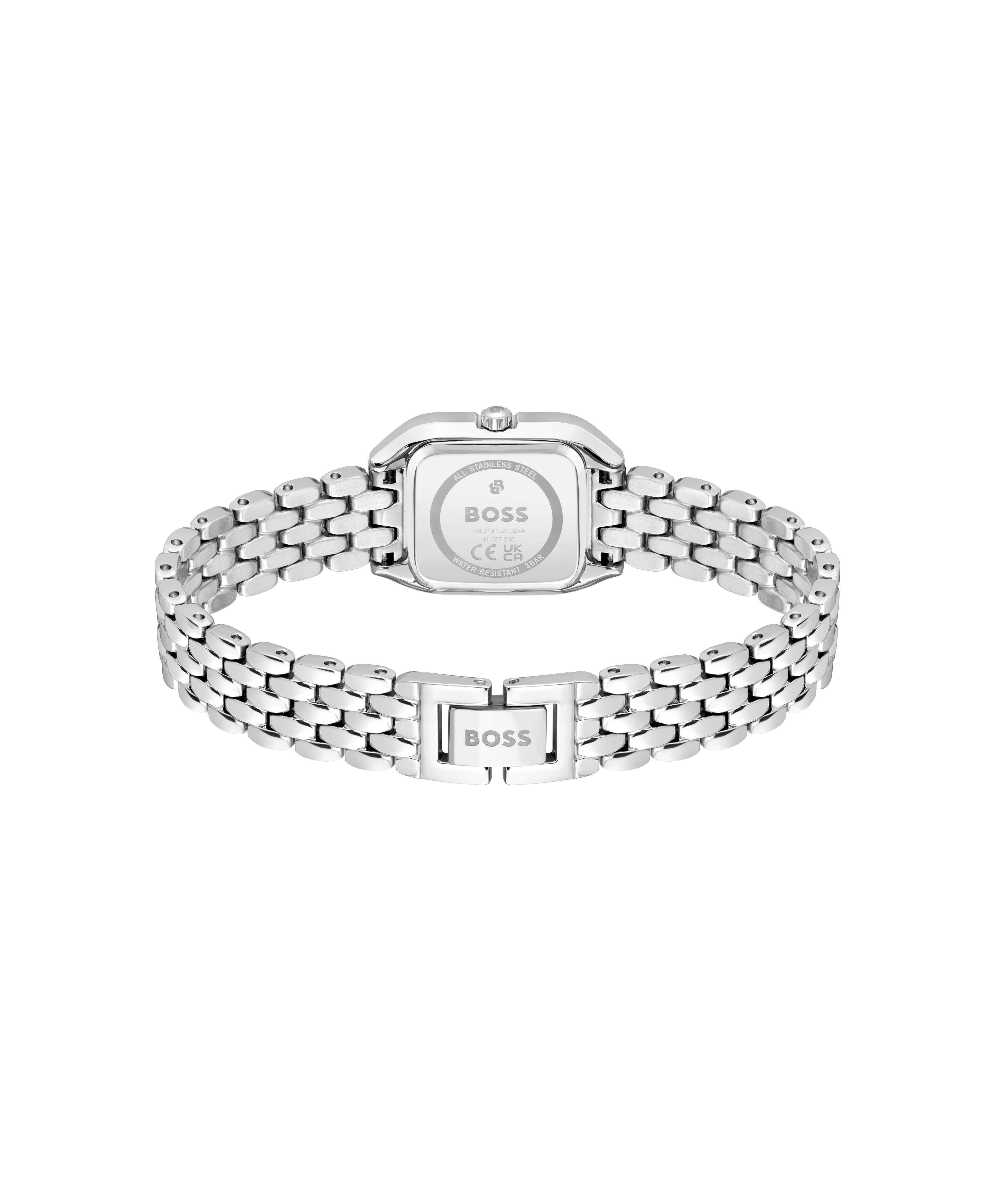 BOSS Quarzuhr MAE PETITE 1502882, Armbanduhr, Damenuhr, Edelstahlarmband, analog, Glaskristalle