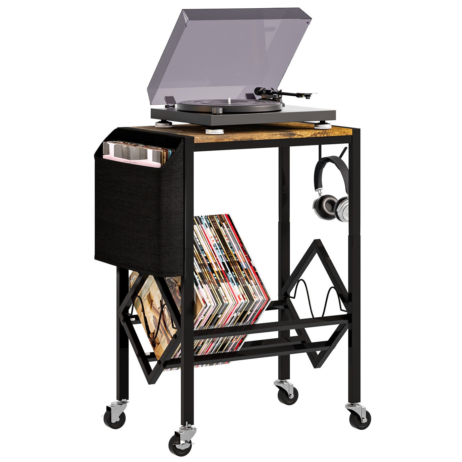 Yorbay Beistelltisch Schallplatten Regal, 4 Lenkrollen günstig online kaufen