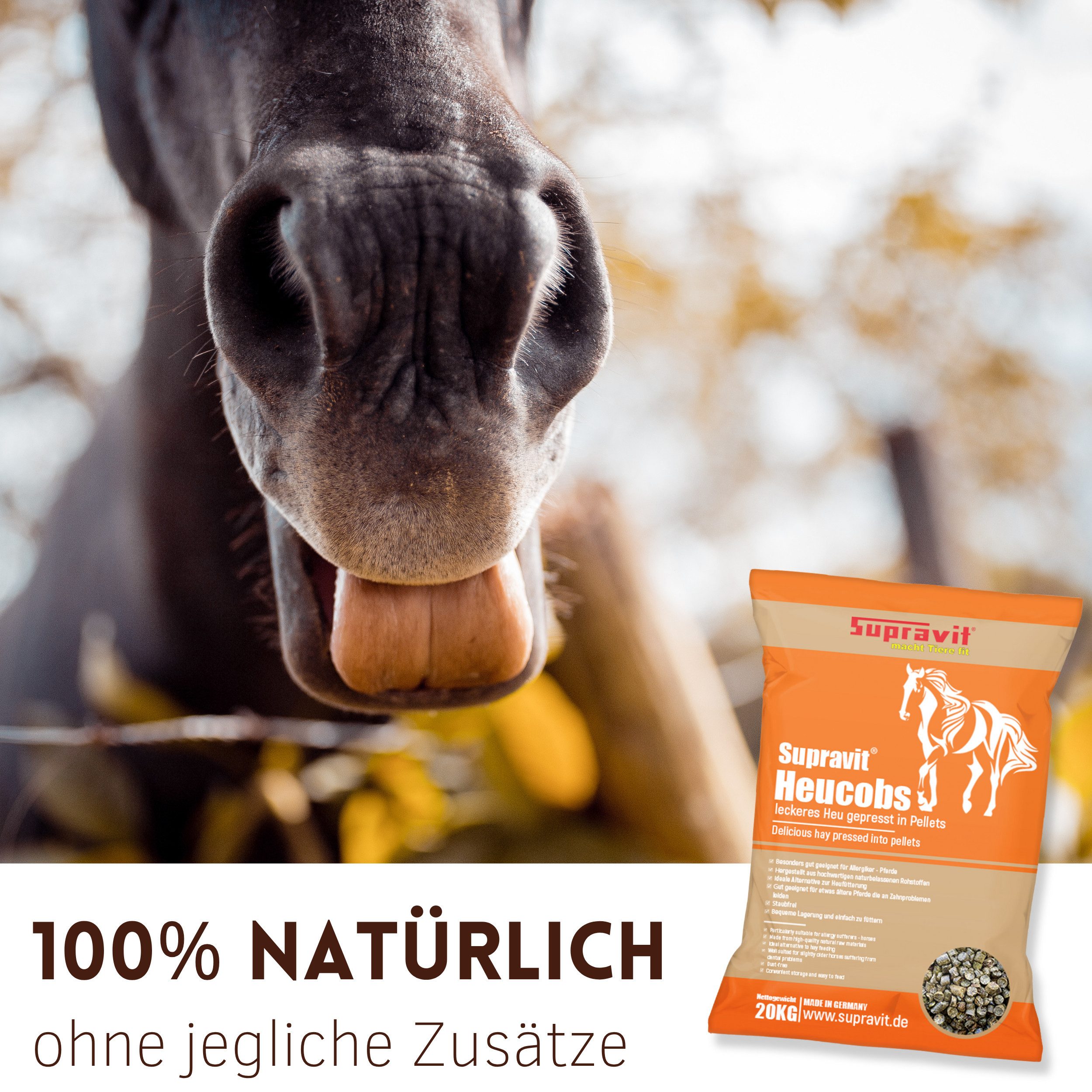Supravit Heucobs 20kg - Pferdefutter gut geeignet für Allergiker - staubfrei Heucobs, Ergänzungsfutter für: Pferd – Bild 4 von 5