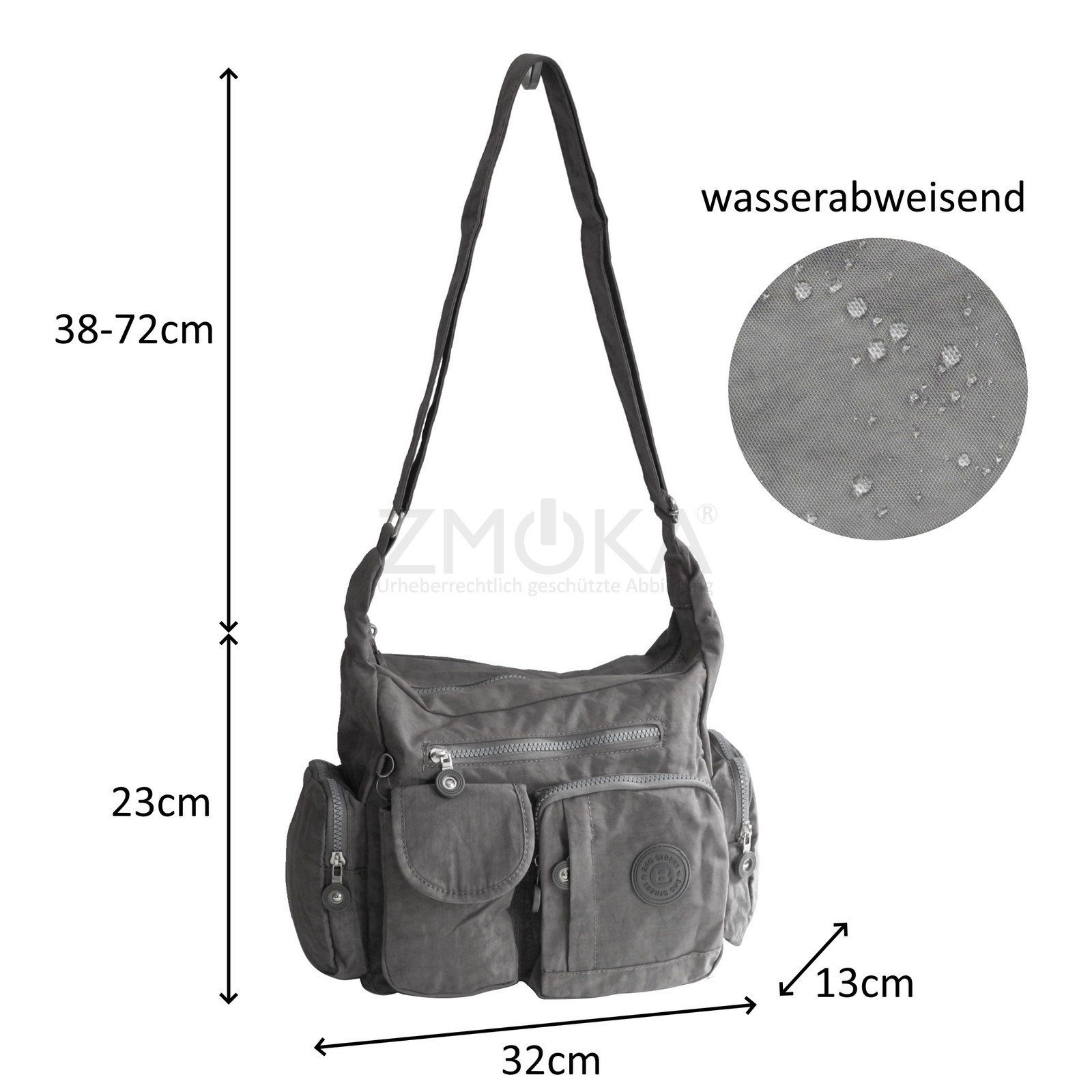 Umhängetasche Auswahl Street BAG STREET - Crossbody Stofftasche Bag Grau Bag Umhängetasche