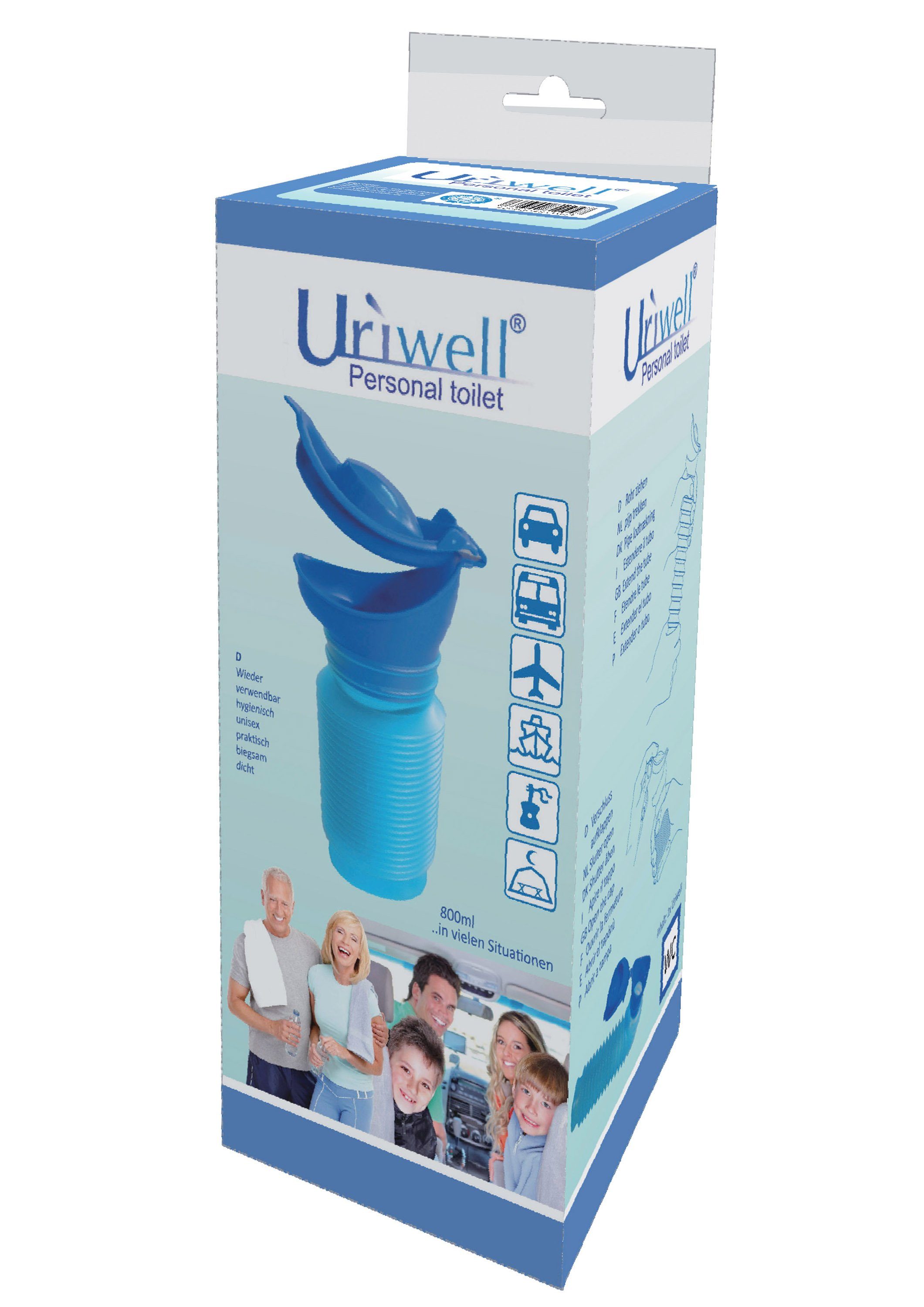 MEDUP Campingtoilette Uriwell Notfalltoilette Urinal 2Stück 1-St., Sie für faltbar Reisetoilette Reiseset), 800ml (Paarset unisex, Füllvermögen Ihn unisex ausziehbar wiederverwendbar Miniurinal, und waschbar