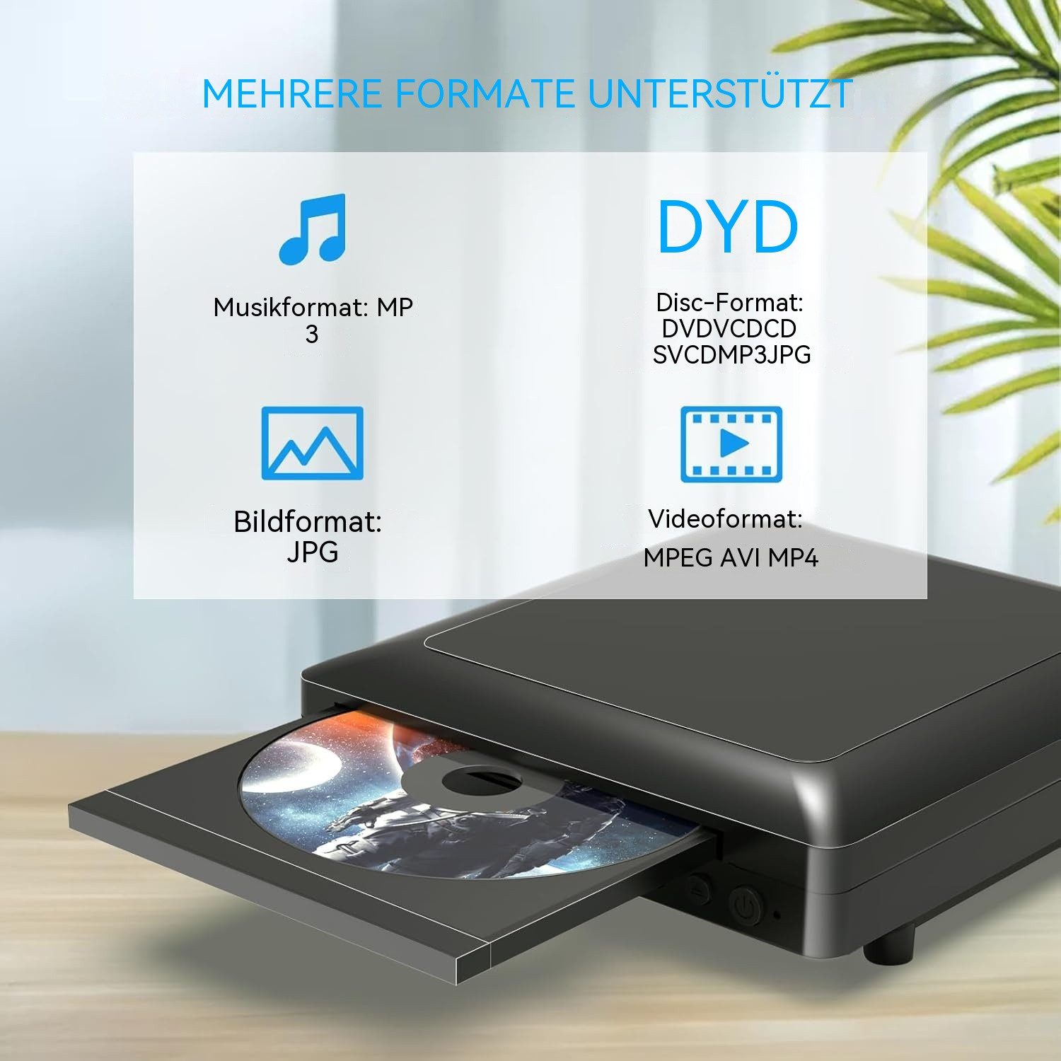 TWUFY HD DVD Player für TV HDMI AV Ausgang mit Kabel Enthalten DVD-Player (1080P, 1080P DVD-CD-Player mit USB Eingang, Alle Regionen Frei)