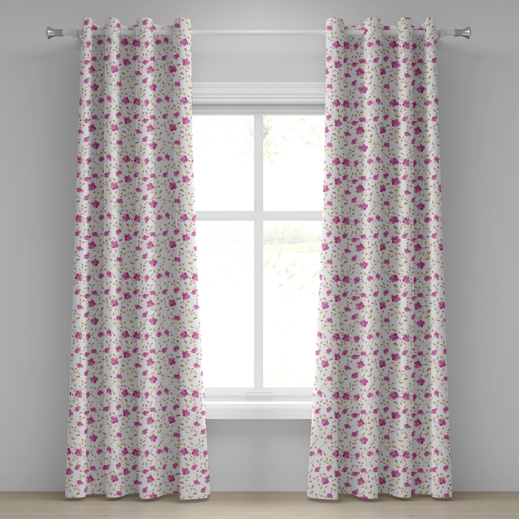 Gardine Dekorative 2-Panel-Fenstervorhänge für Schlafzimmer Wohnzimmer, Abakuhaus, Jahrgang Girly Curly Vorbauten