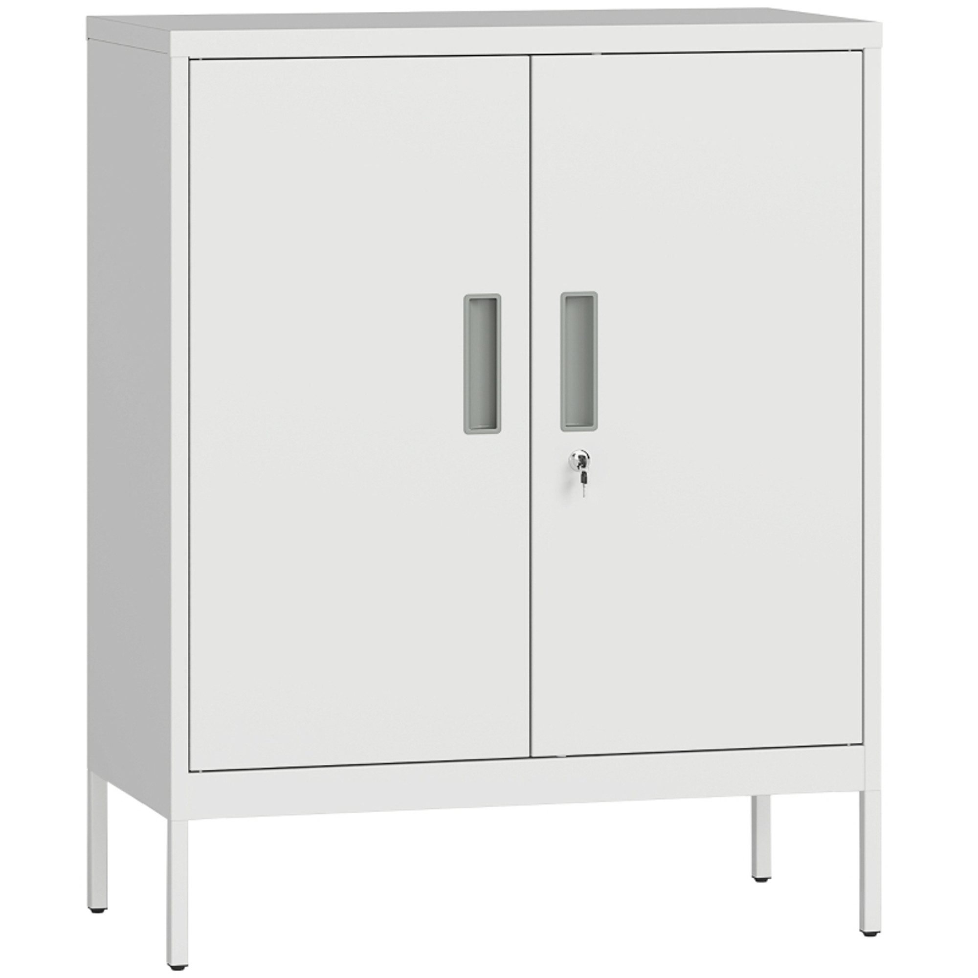 MC Star Aktenschrank Verschließbarer Stahlschrank mit 2 Türen, Büroschrank (verstellbare Regale, für Homeoffice, Wohnzimmer, Garage, Weiß)