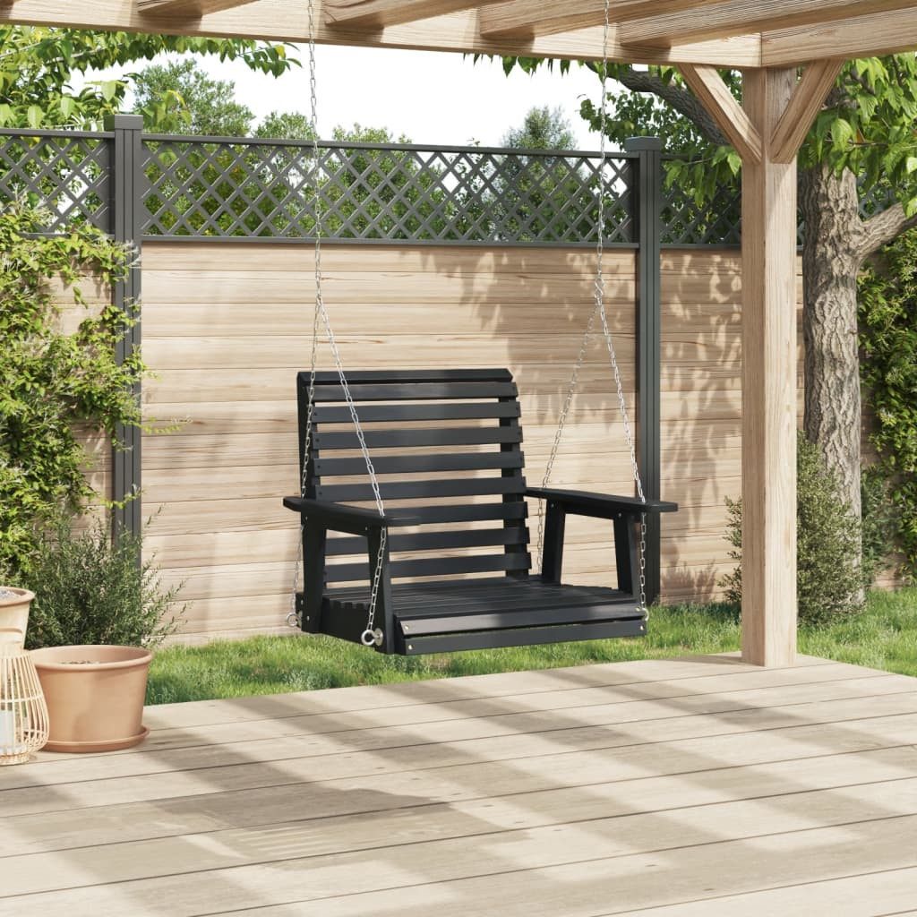 vidaXL Hollywoodschaukel 72 x 63 x 56 cm Hängesessel Garten Hängestuhl mit Metallketten Schwarz