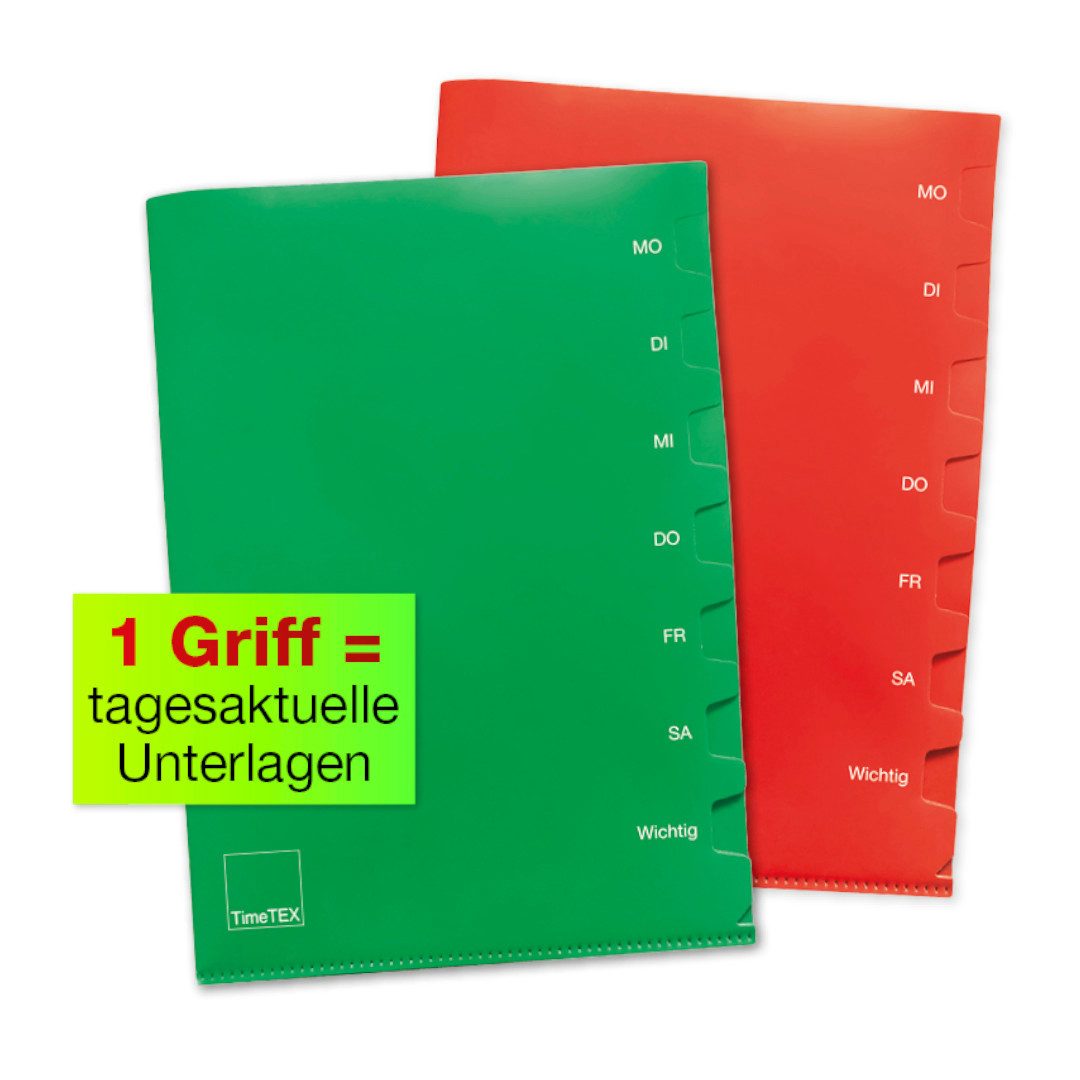 TimeTEX Dokumententasche Wochentags-Mappe A4-Plus, 2 Stk., 7 Unterteilungen günstig online kaufen