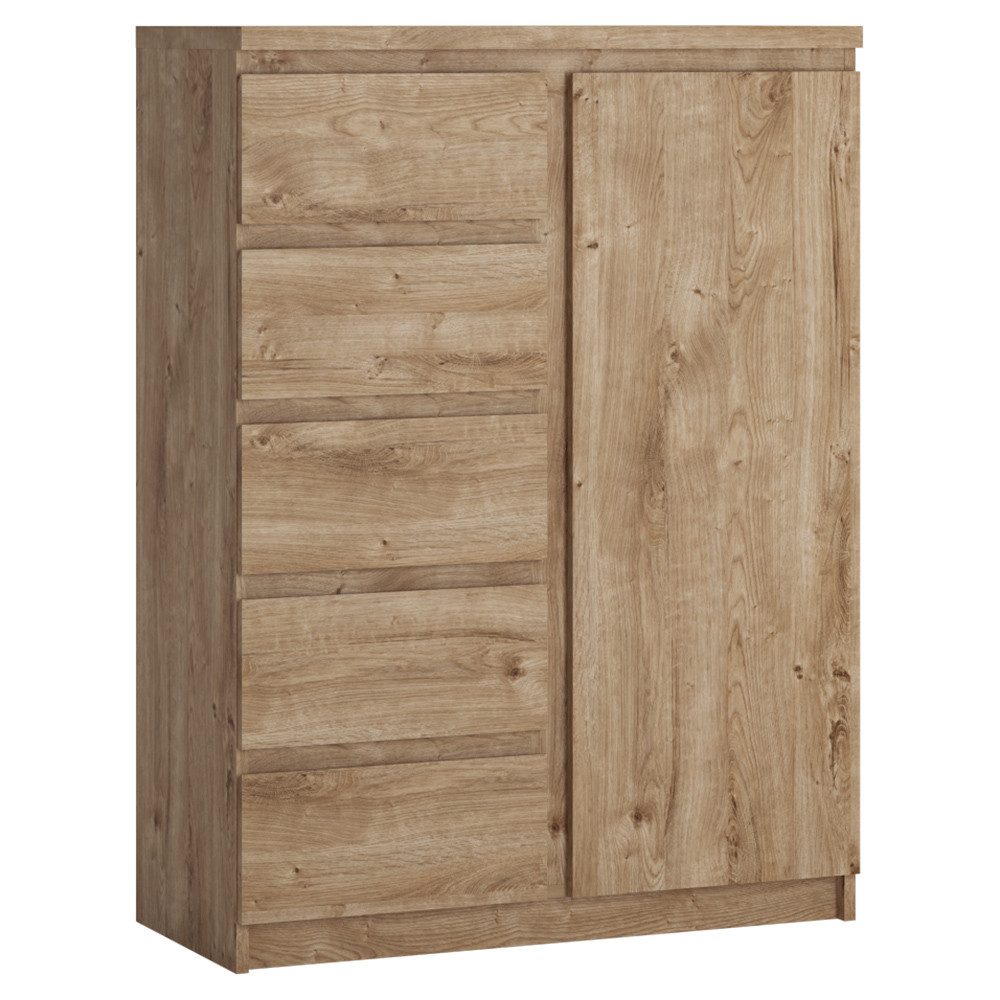 Lomadox Highboard FORTALEZA-129, in Eiche Nb., 1 Tür, 5 Schubladen, B/H/T ca. 83,1/113,9/40 cm