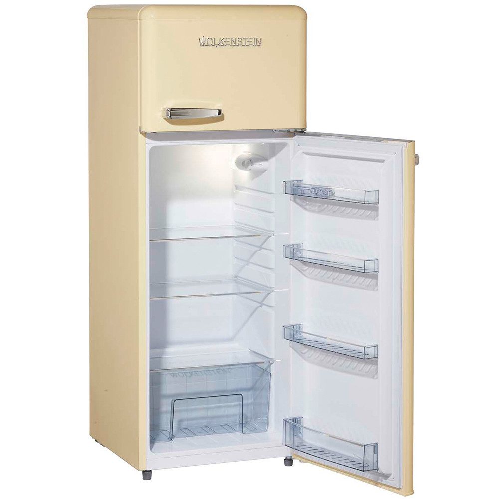 Wolkenstein Kühl-/Gefrierkombination GK212.4RT SC, 145.6 cm hoch, 54.5 cm breit, Kühlschrank Retro creme 211 Liter