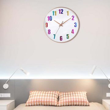 DOPWii Wanduhr Bunte leise Wanduhr,kreativ und modisch, einfach digital, 12 Zoll/30cm (geeignet für Wohnzimmer, Arbeitszimmer, Restaurant, Schlafzimmer)