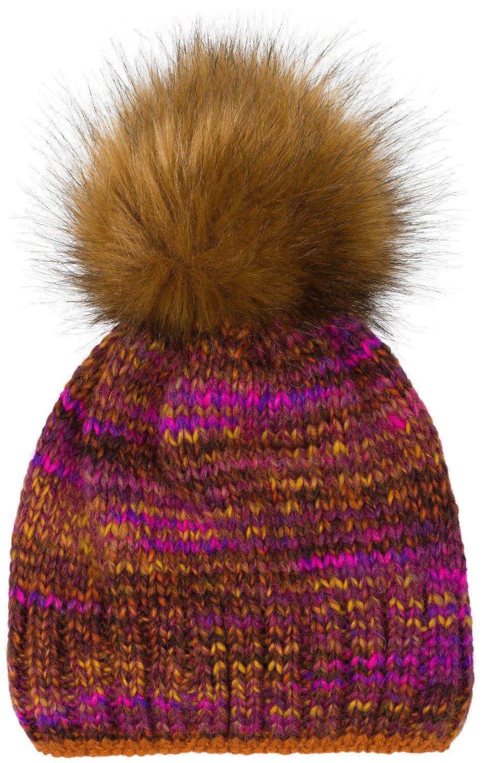styleBREAKER Bommelmütze Alpaka Strick Bommelmütze bunt gemustert (1-St)