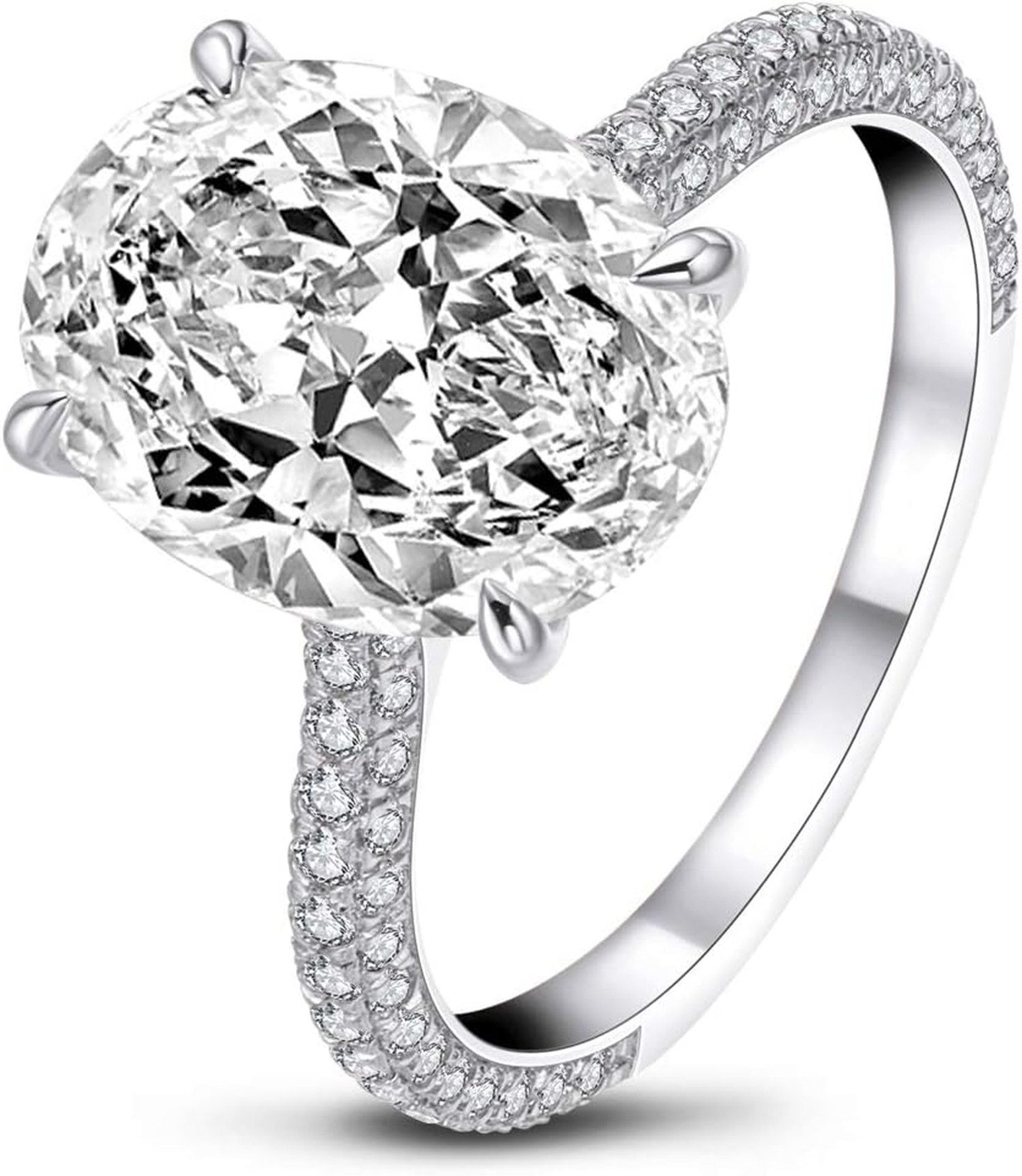 Jumpeak Diamantring Verlobungsring mit 3 Karat ovalem Diamanten aus 14K Gold, Romantisch, hochwertig – edles Schmuckstück für Damen