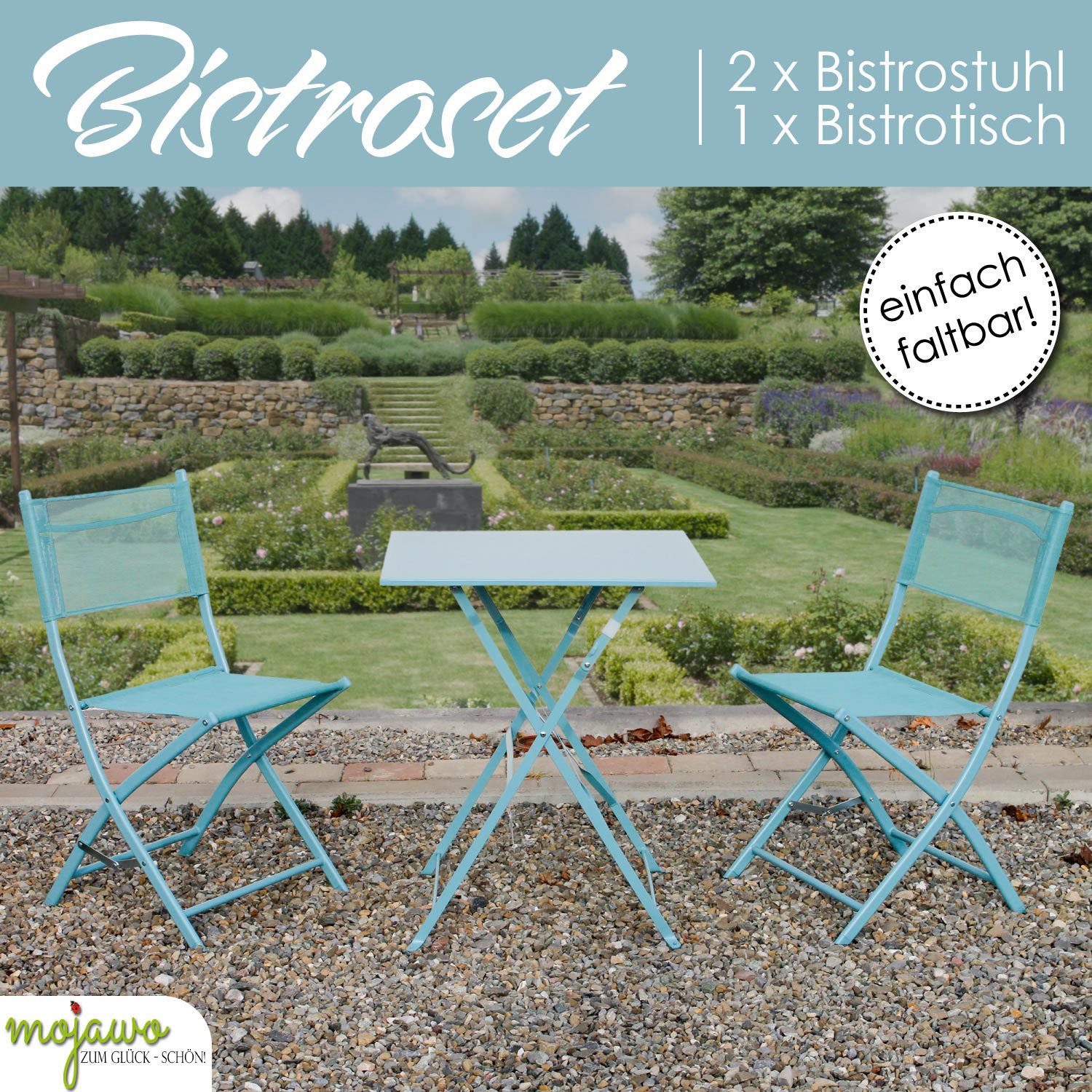 Mojawo Essgruppe 3tlg Bistroset Gartenmöbelset Outdoormöbel günstig online kaufen