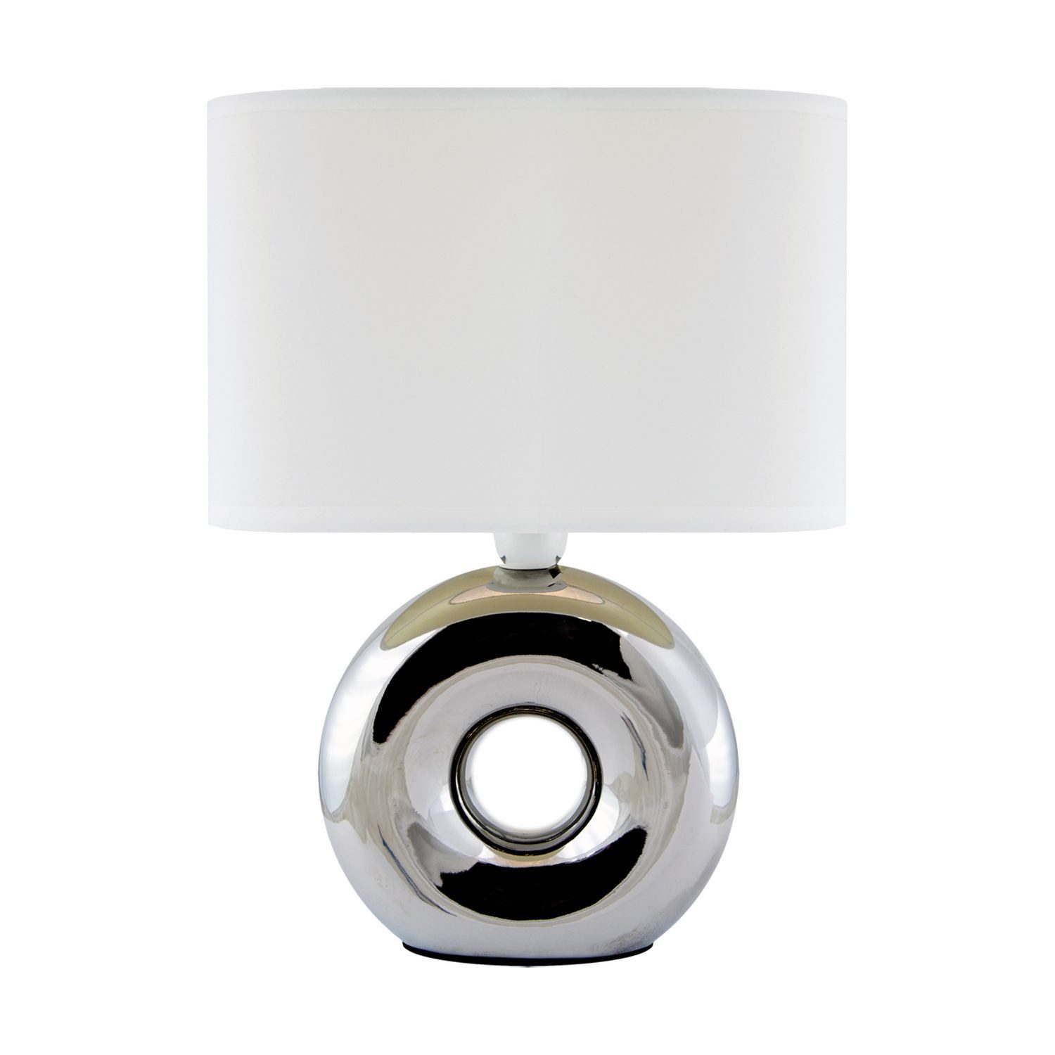 Licht-Erlebnisse Nachttischlampe ANDRE, ohne Leuchtmittel, Chrom Weiß E14 26,5 cm Stoff Edelstahl Modern Wohnzimmer