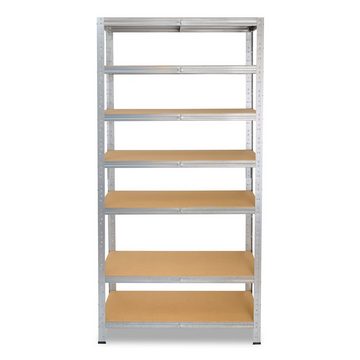 shelfplaza Schwerlastregal HOME, 230x90x45cm verzinkt, Metallregal mit 7 Böden, als Kellerregal, Garagenregal, Werkstattregal oder Lagerregal, Steckregal Metall mit 125kg Tragkraft