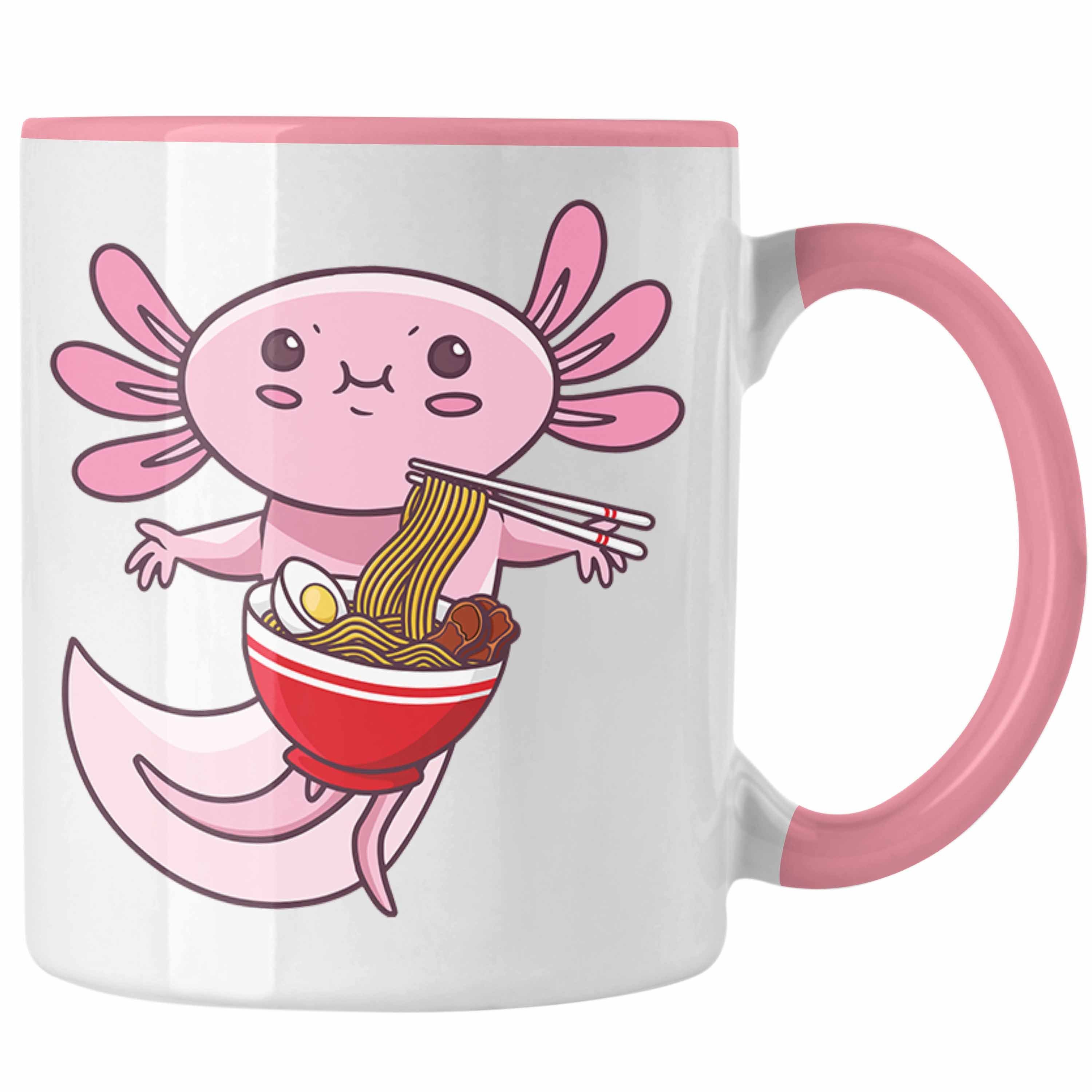 Trendation Tasse Trendation - Axolotl Tasse Grafik Lustig Geschenkidee Schwanzlurch Tiere Geschenk Ramen Lustig Rosa