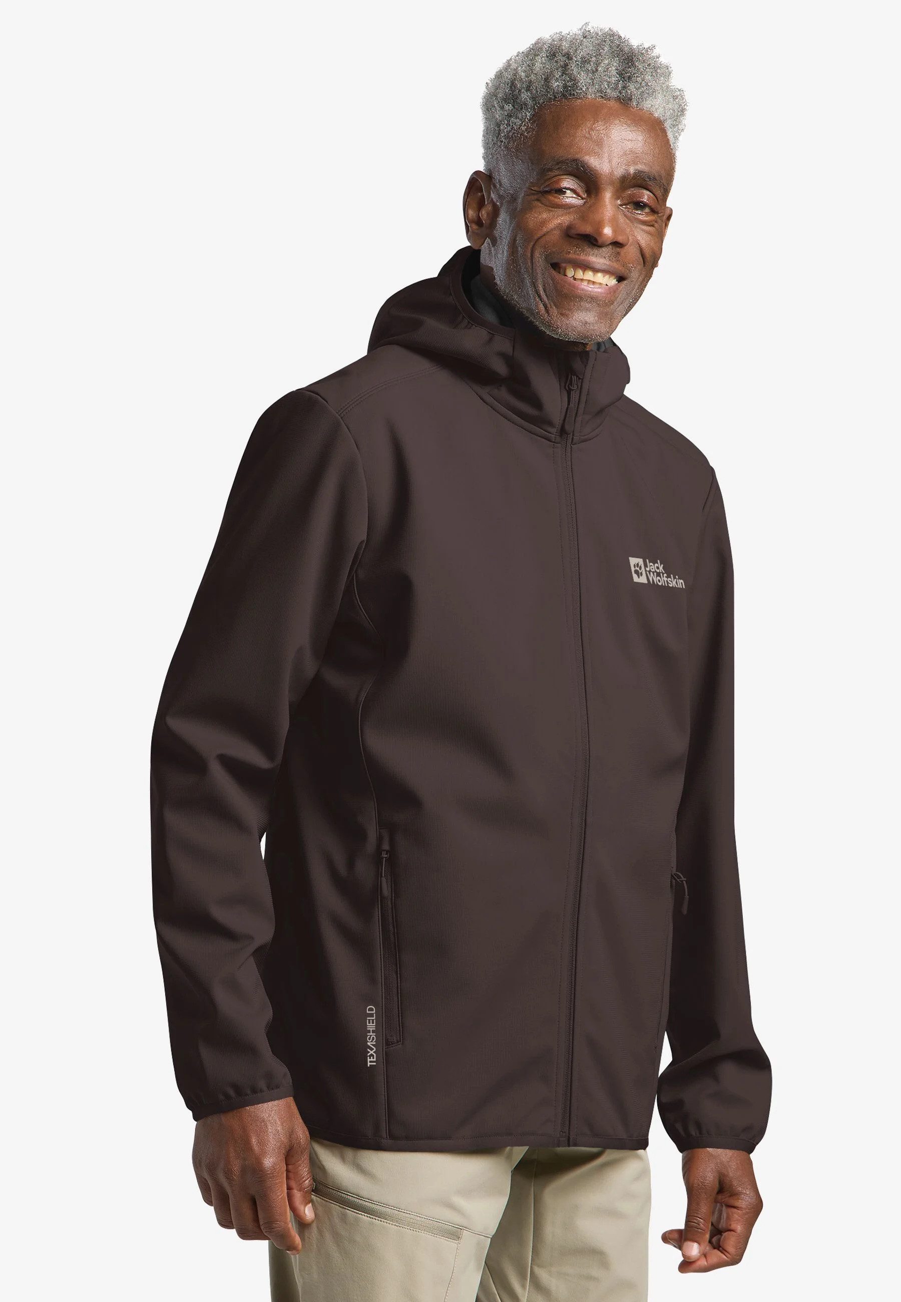 Jack Wolfskin Outdoorjacke JACK WOLFSKIN Bornberg Hoody M Softshelljacke Herren Peat Braun – Bild 4 von 5