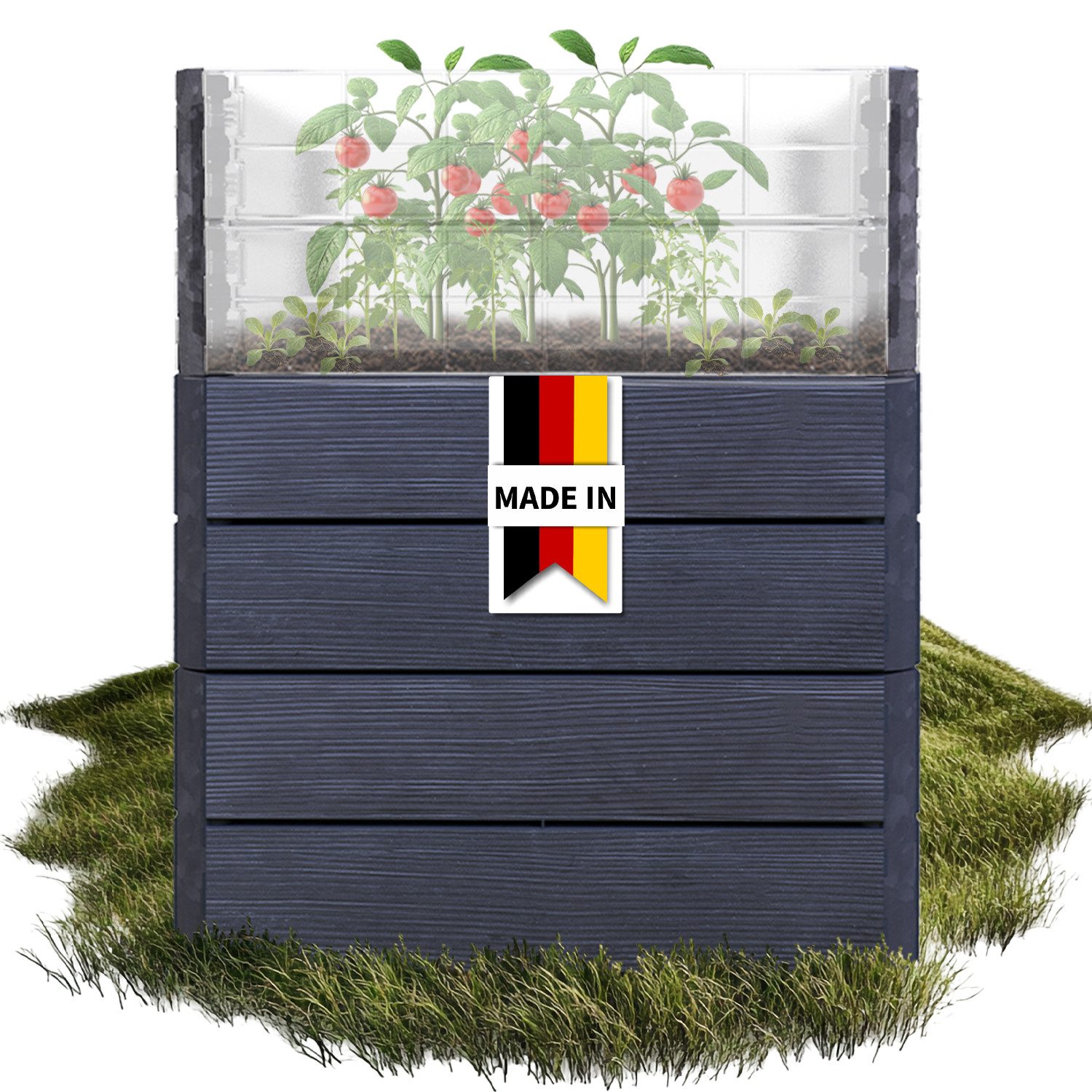 GARANTIA Hochbeet ERGO QUADRO Turbo M 75 Hochbeet Wood, inkl. FLORA Wassersparsystem