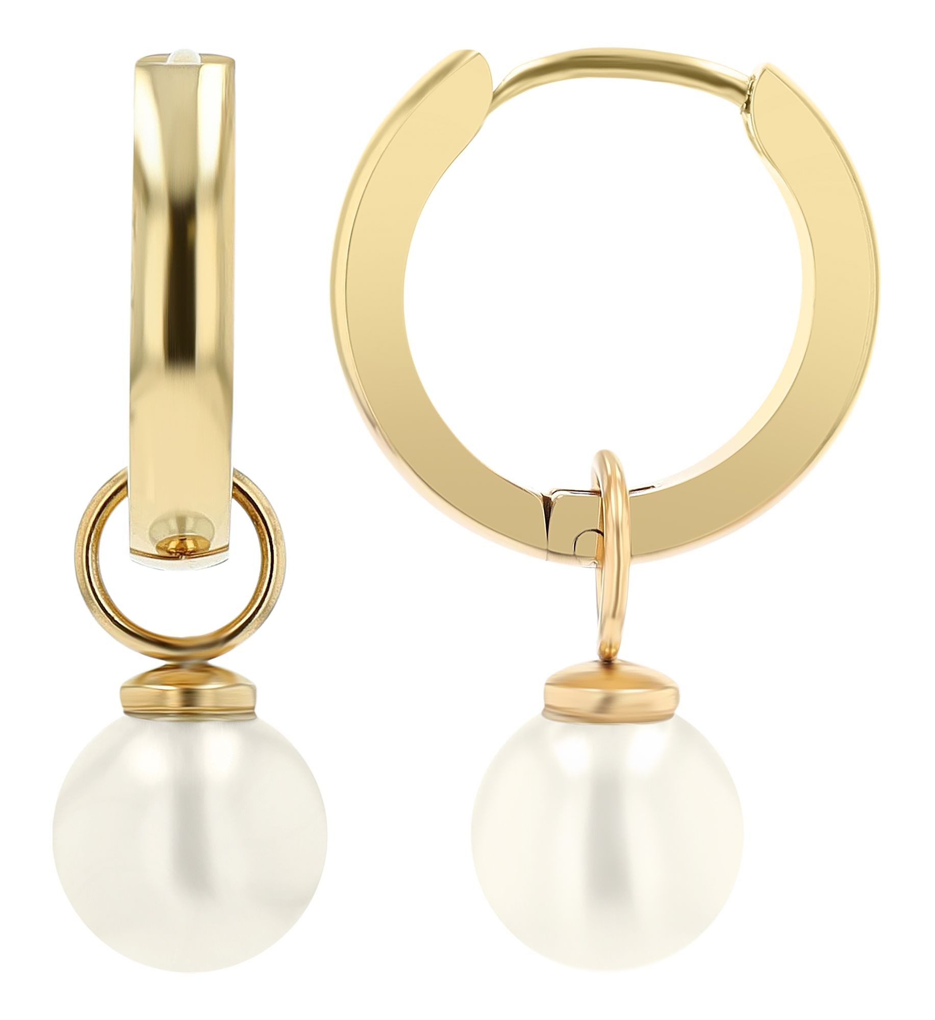 AKZENT Ohrring-Set Amapola Klappcreole mit Ø 8 mm Perle, Edelstahl (Paar), Damen Ohrring