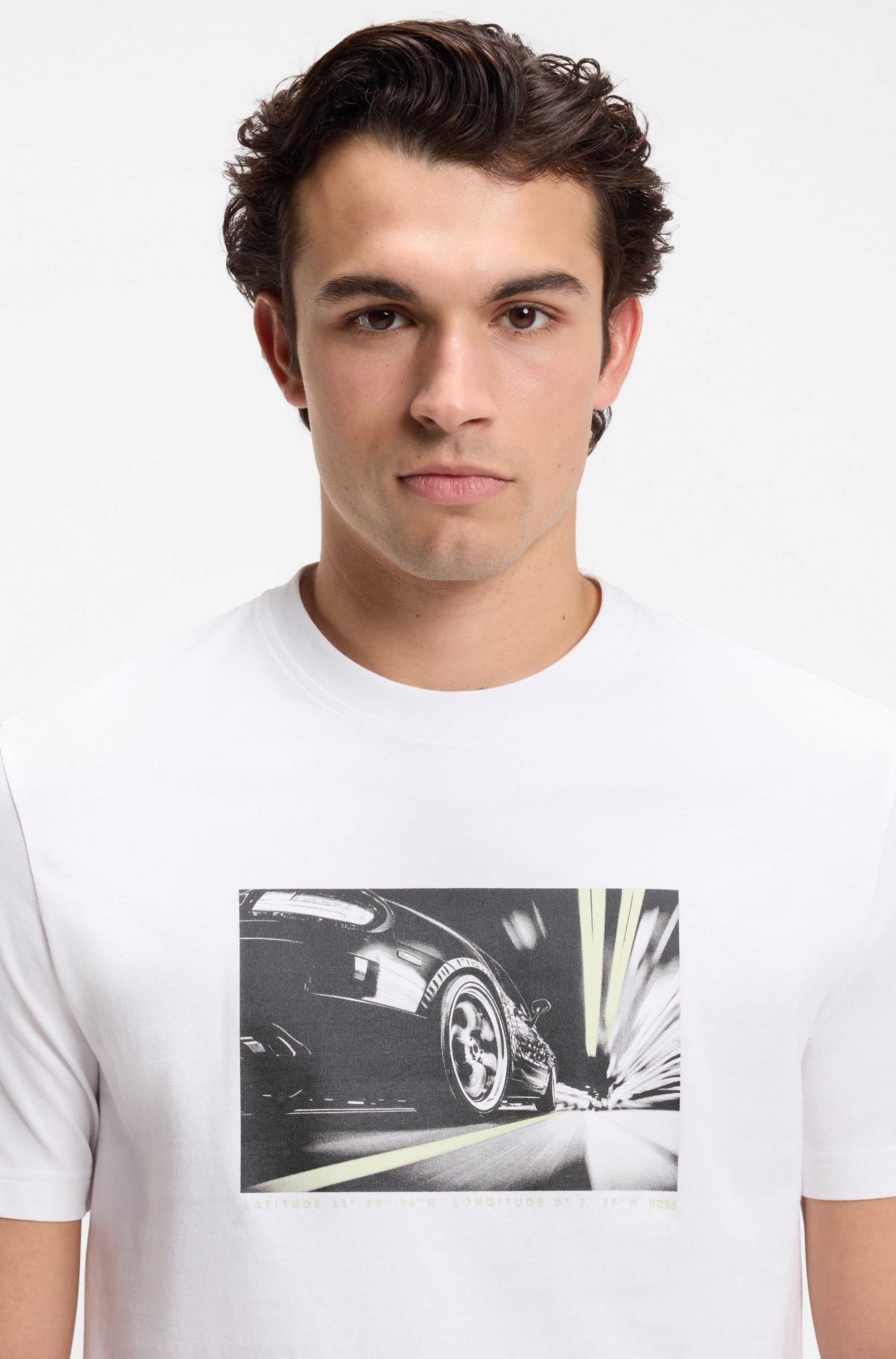 BOSS ORANGE T-Shirt Te Motors Regular Fit Fotodruck, reine Baumwolle, Regular Fit