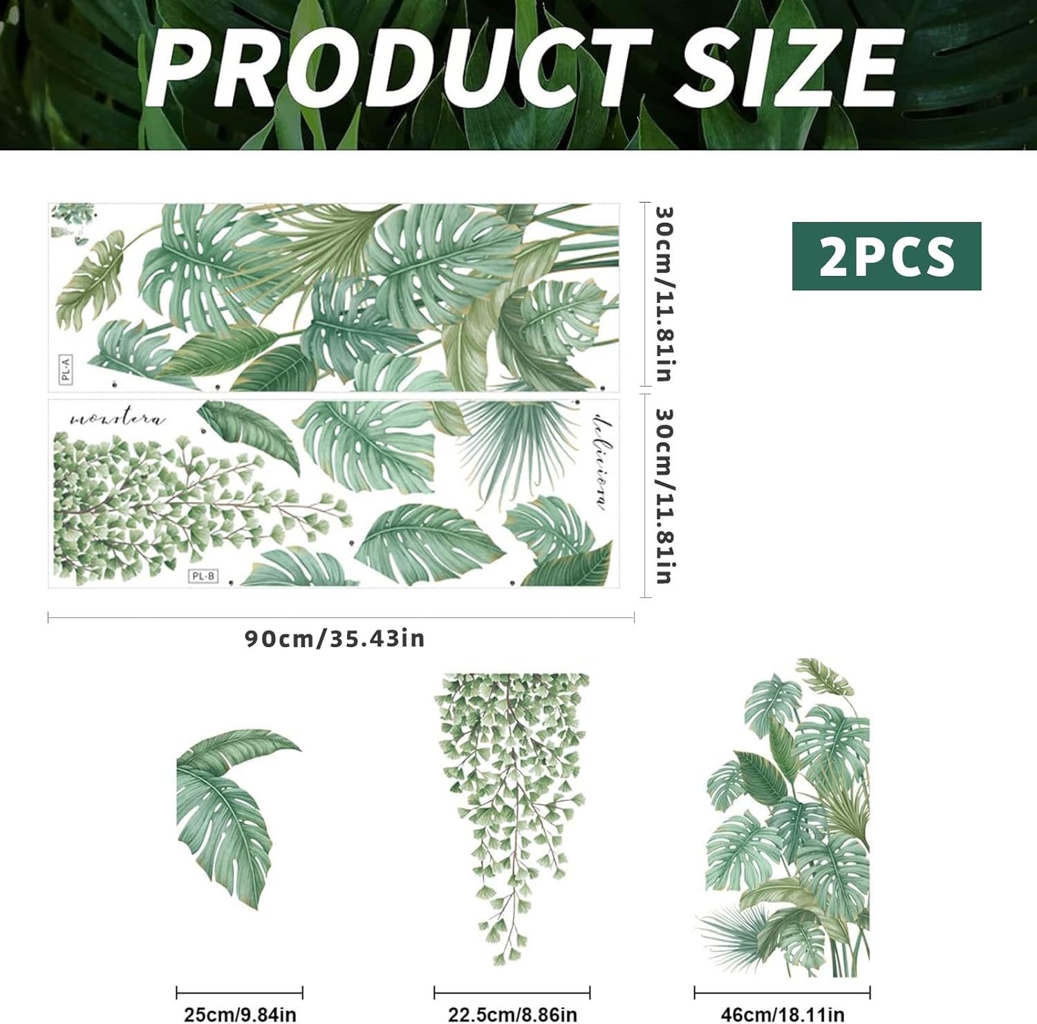 Kaket Wandtattoo 2 Stücke Wandtattoo Pflanzen Tropische Blätter Wandaufkleb günstig online kaufen