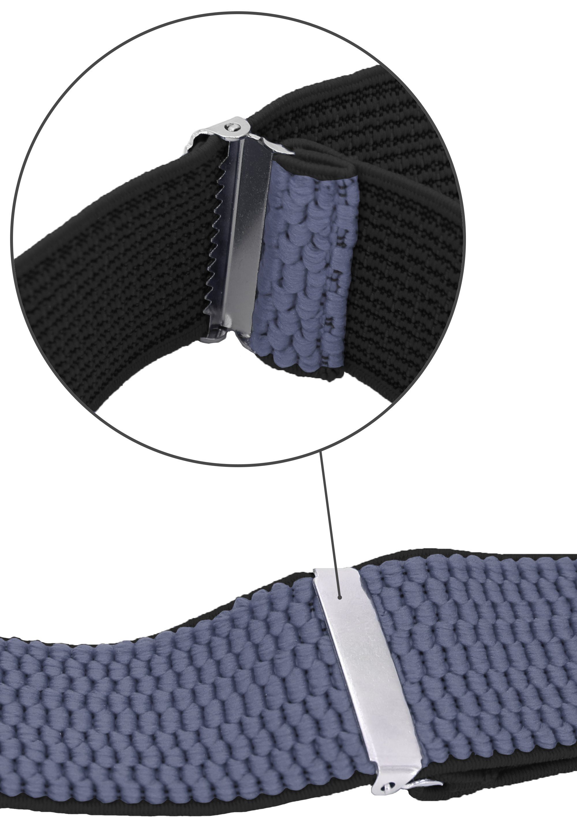 Fabio Farini Hosenträger Herren Hosenträger Pack 4cm X-Form mit passender Fliege Set Hellblau 4cm Hosenträger - Hellblau/Dunkelblau Gestreifte Fliege – Bild 4 von 5