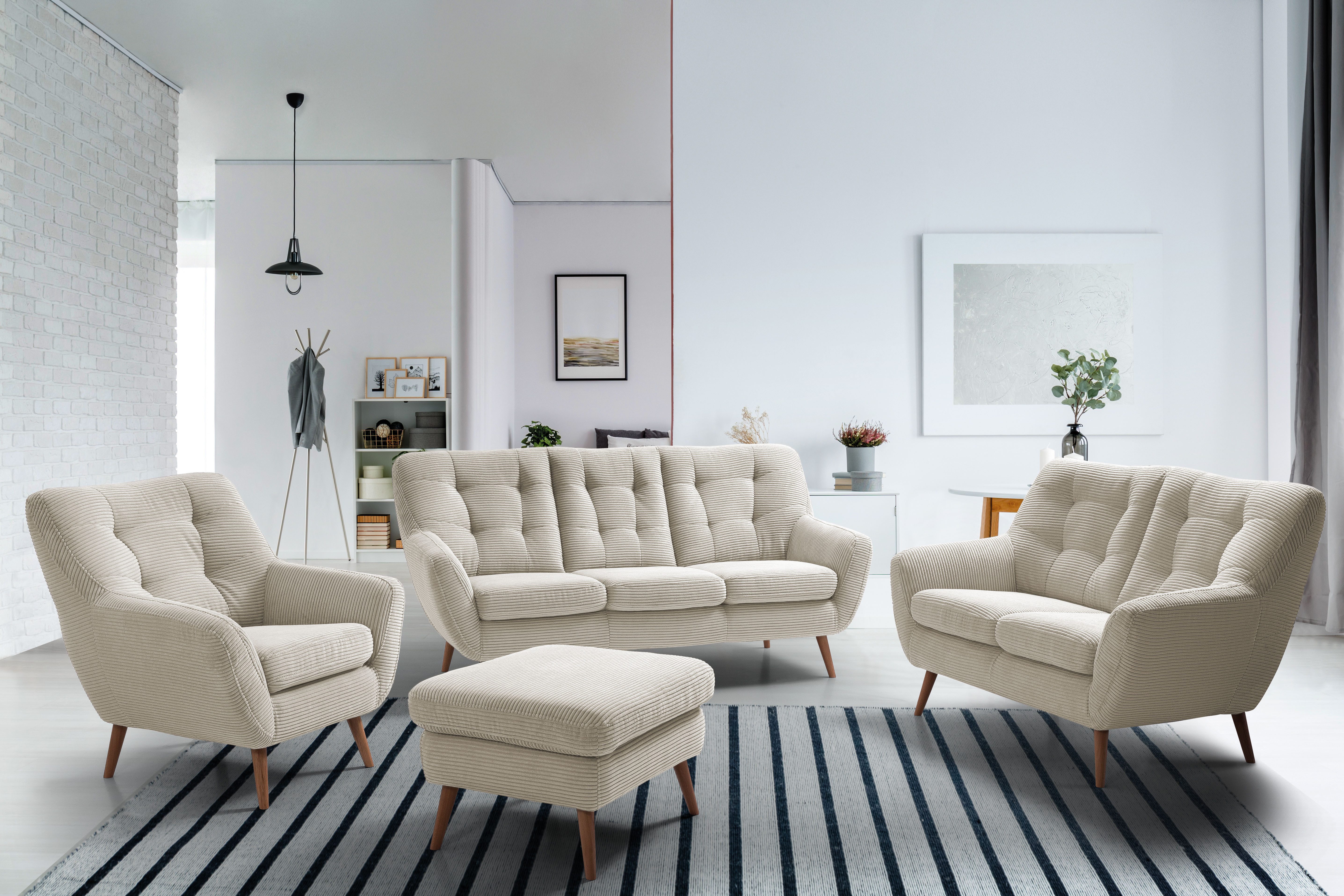 exxpo - sofa fashion 2-Sitzer Scandi, bequem, aufwendige Rückenpolsterung für mehr Sitzkomfort, akuelle Farben in hochwertige Bezugsqualitäten, Holzfuß – Bild 3 von 5