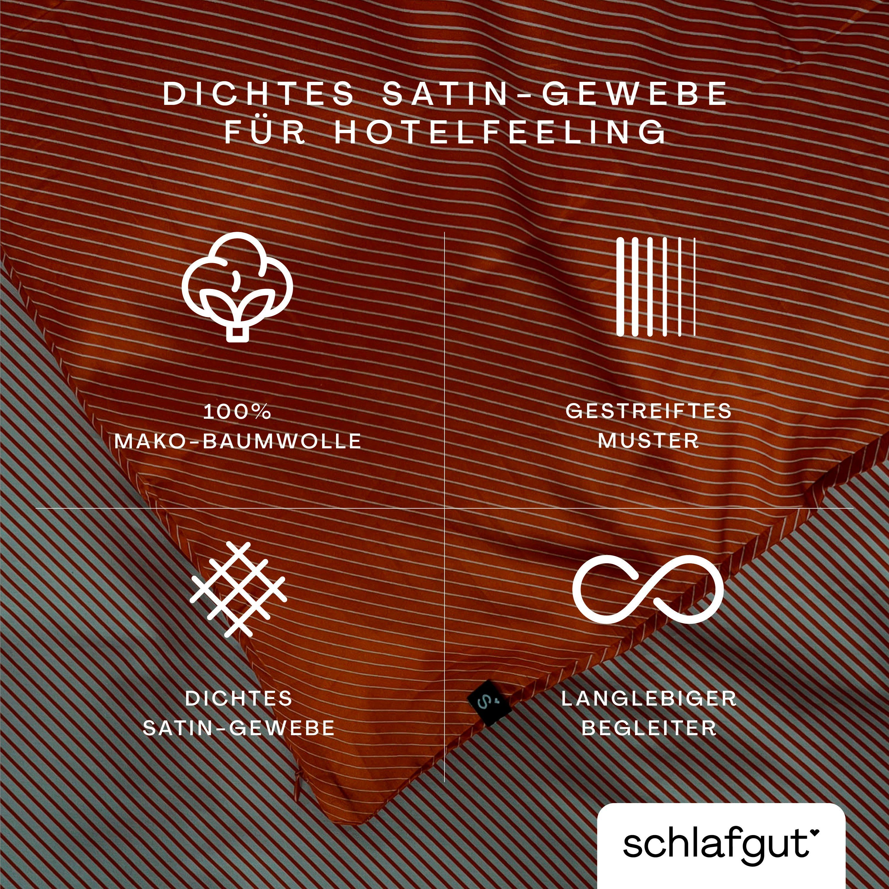 Schlafgut Kissenbezug Premium Kissenbezug Woven Fade Satin (1 St), (1 Stück), Ton-in-Ton Reißverschluss, Fadendichte von 300tc, Streifen, OEKO Tex