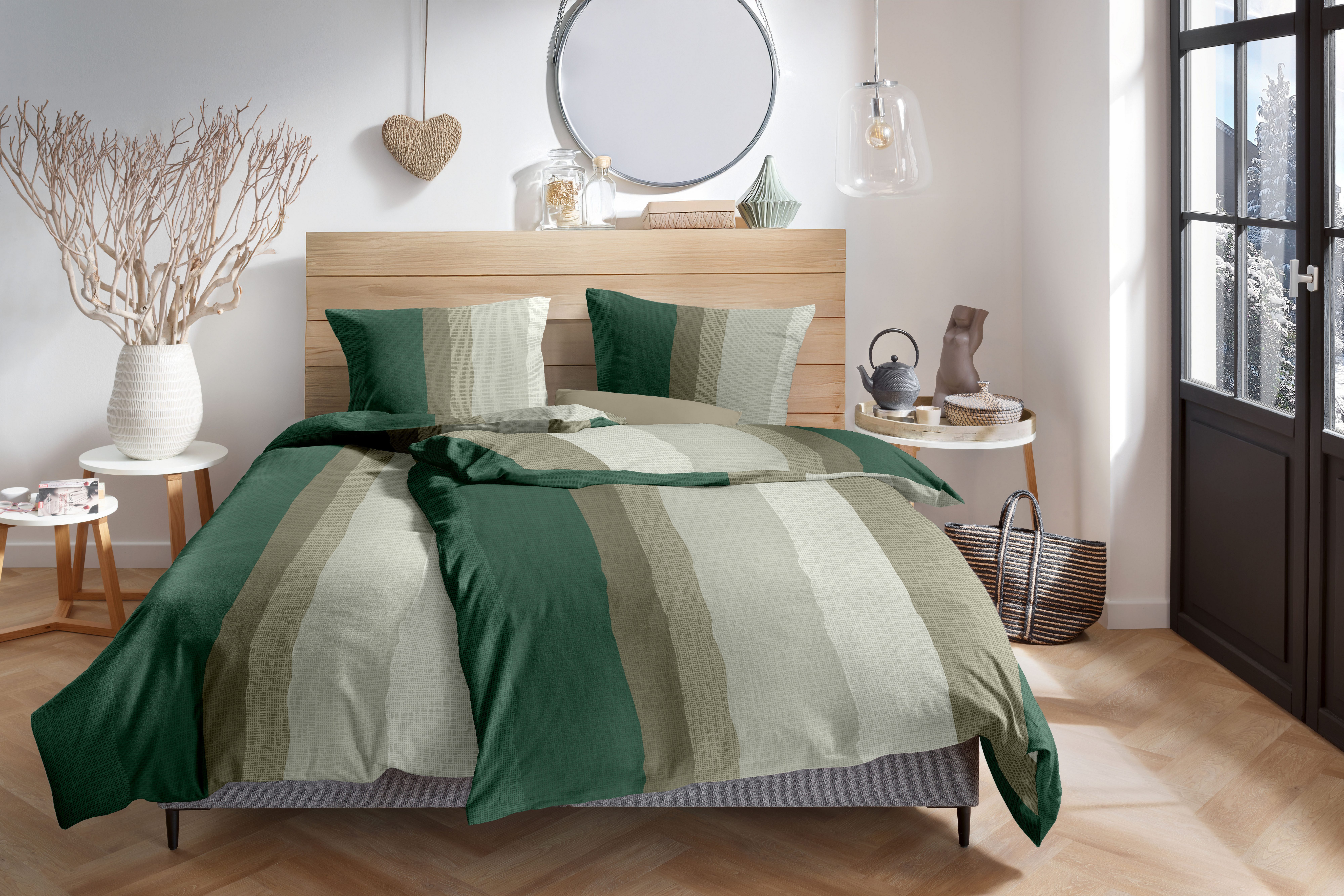 Primera Bettwäsche Pixelstripe, Biber, 2 teilig, 100 % Baumwolle Standard 100 nach Öko-Tex