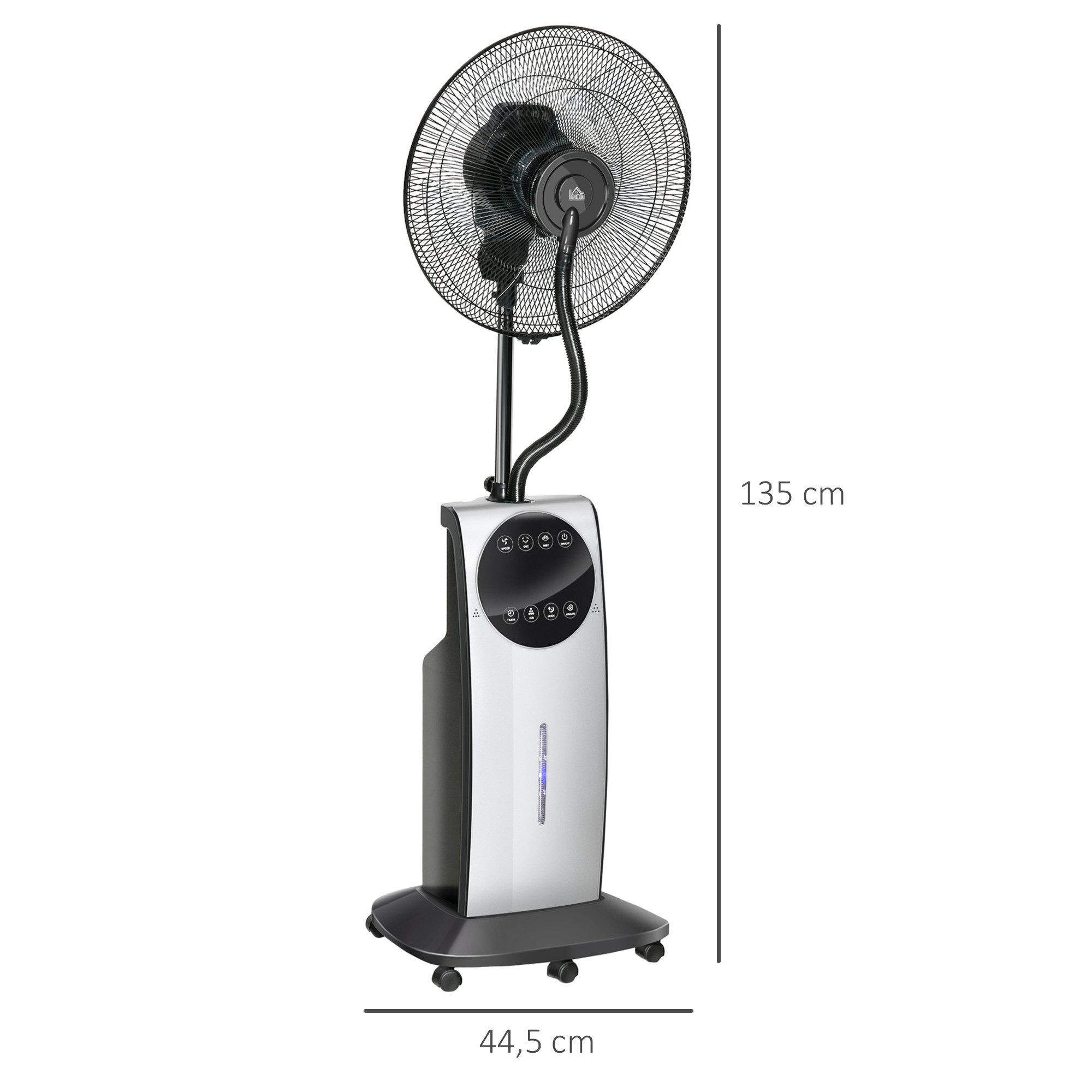 HOMCOM Standventilator Ventilator mit Wasserkühlung, Sprühnebel, Timer, Wasserventilator, für Schlafzimmer Wohnzimmer, Schwarz