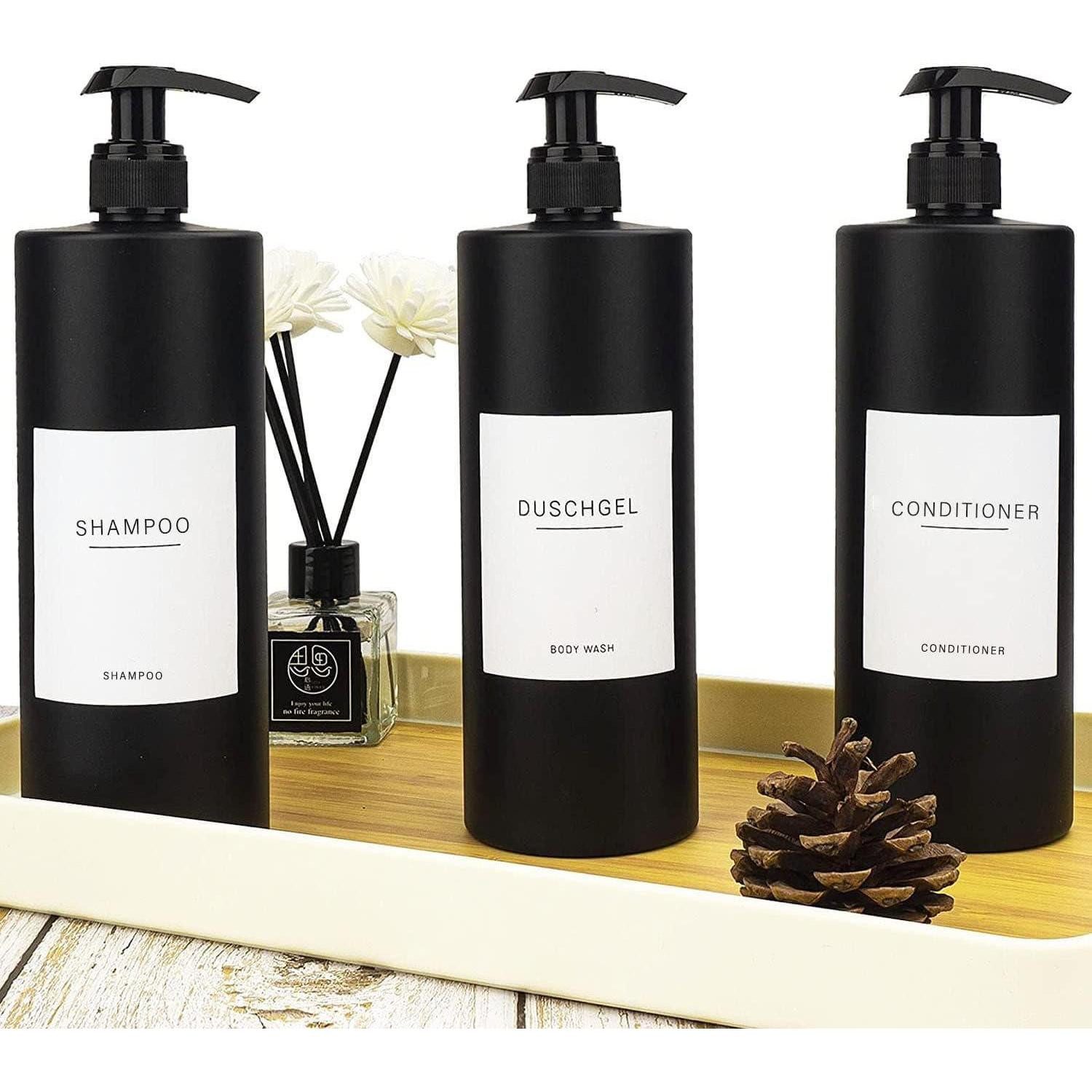 LuxusKollektion Seifenspender Seifenspender 500ml 3er Set Schwarz Matte Kunststoff