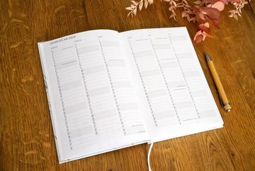 Eine der Guten Verlag Terminkalender Terminplaner 2024 - A5, creme blau rosa, 1 Doppelseite / Woche, 144 S. FSC-Papier, Hardcover, klimaneutral