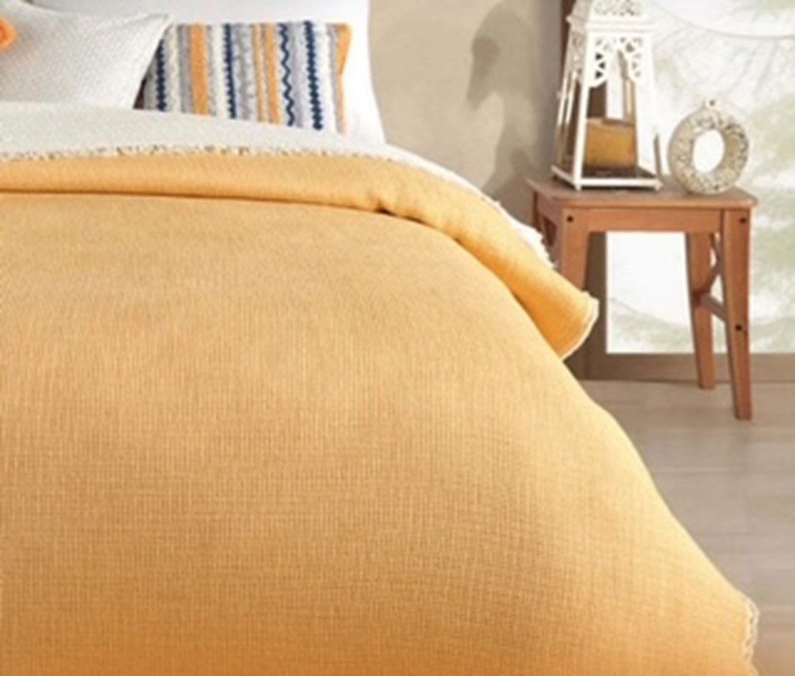 Wohndecke Musselin Decke Double Face Buse in Gelb/Beige, Sandiik, Super Weich