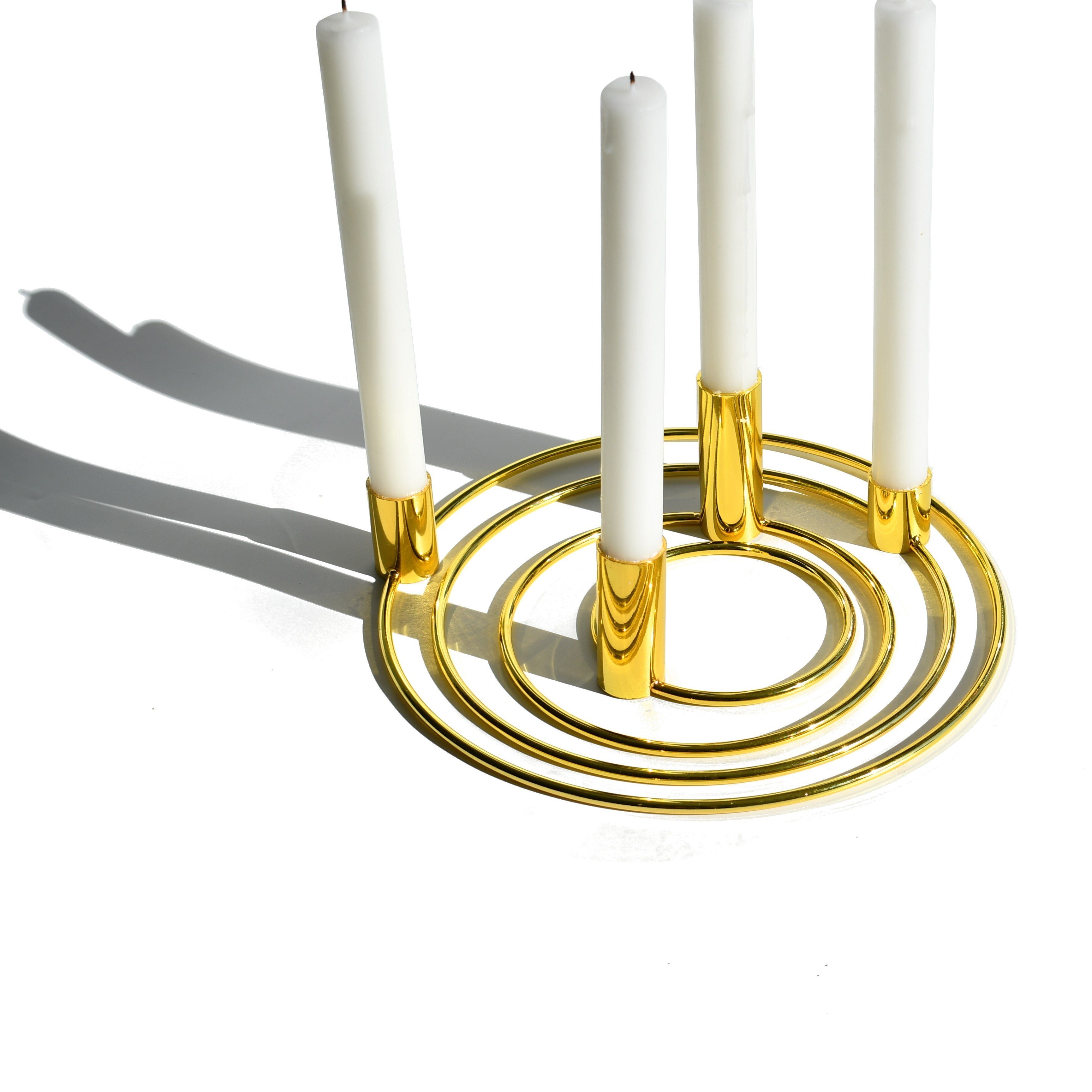 in Kreise St), vier Kerzen Kerzenhalter (4 poliert, Kerzenhalter 4x Gold, Blue inkl. Chilli verschiedene Design elegante Goldfarben, Edelstahl,